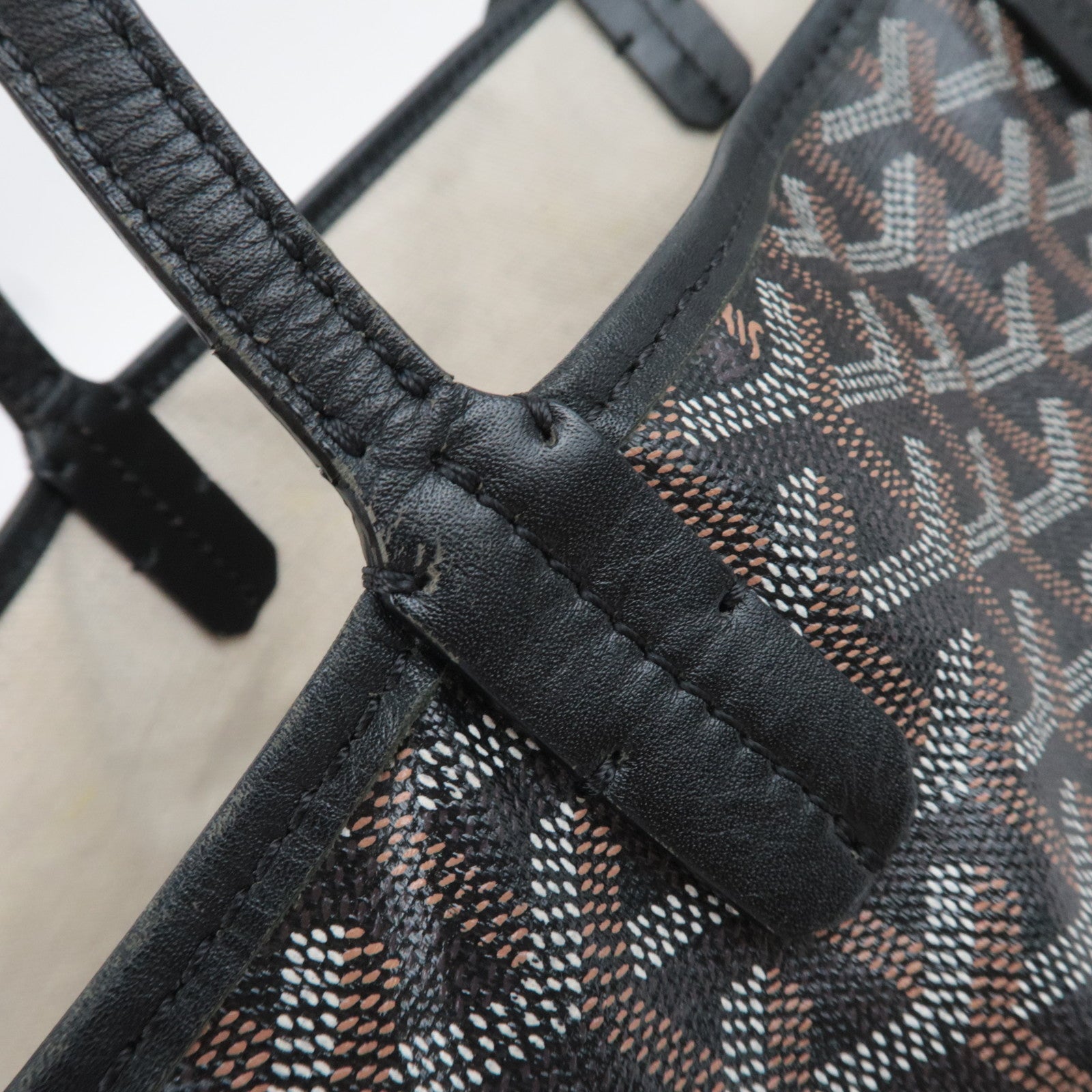 GOYARD Herringbone Saint Louis PM PVC Leather Tote Bag Black