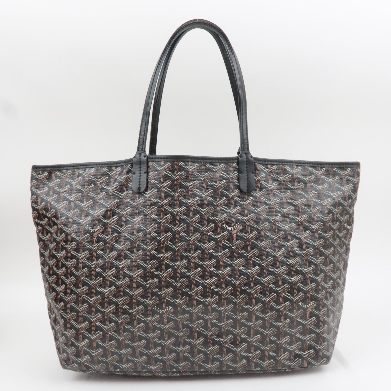 GOYARD Herringbone Saint Louis PM PVC Leather Tote Bag Black