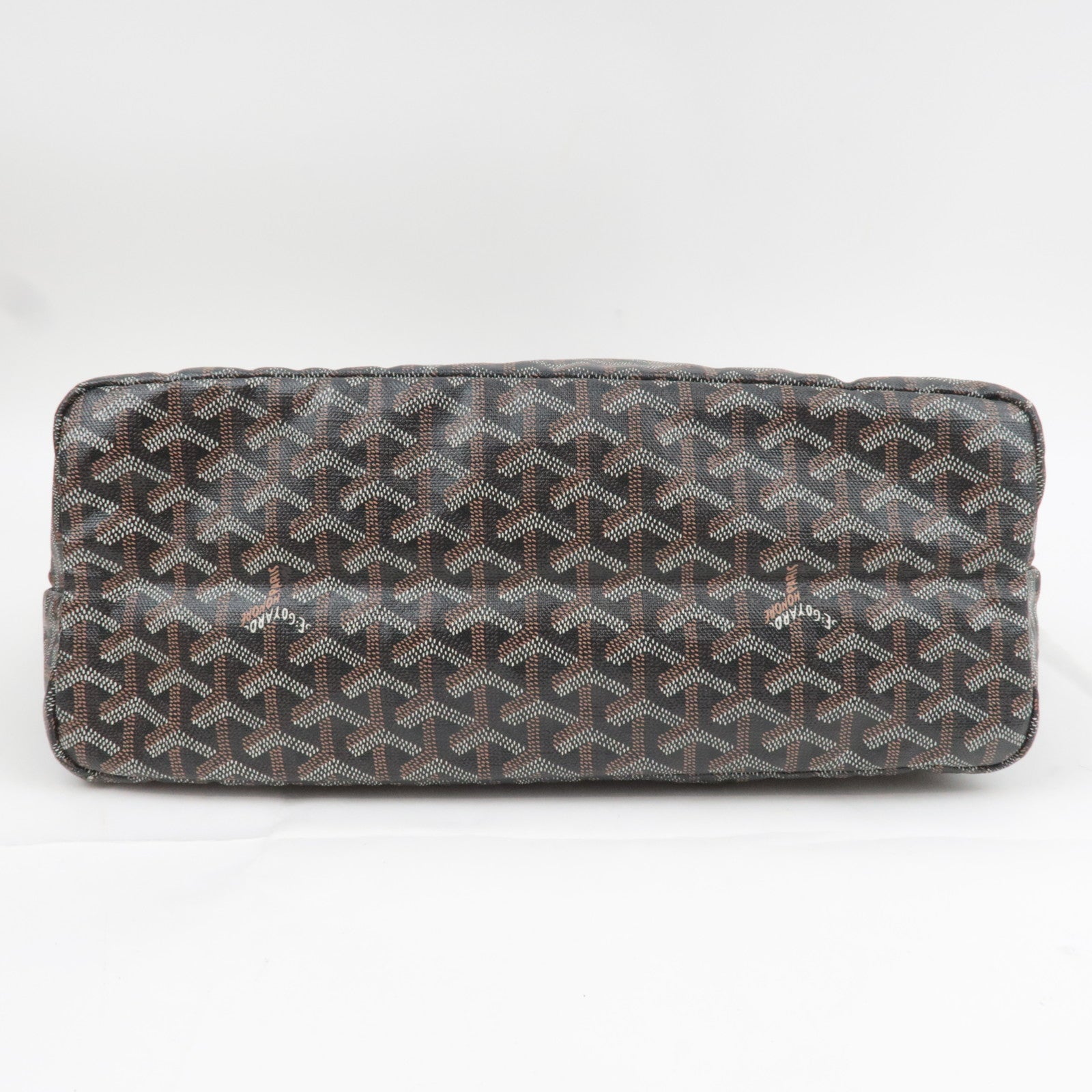 GOYARD Herringbone Saint Louis PM PVC Leather Tote Bag Black