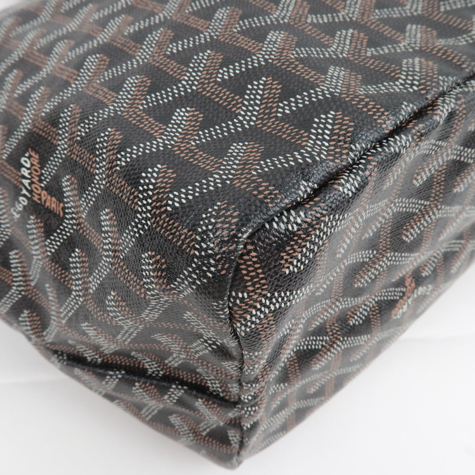 GOYARD Herringbone Saint Louis PM PVC Leather Tote Bag Black
