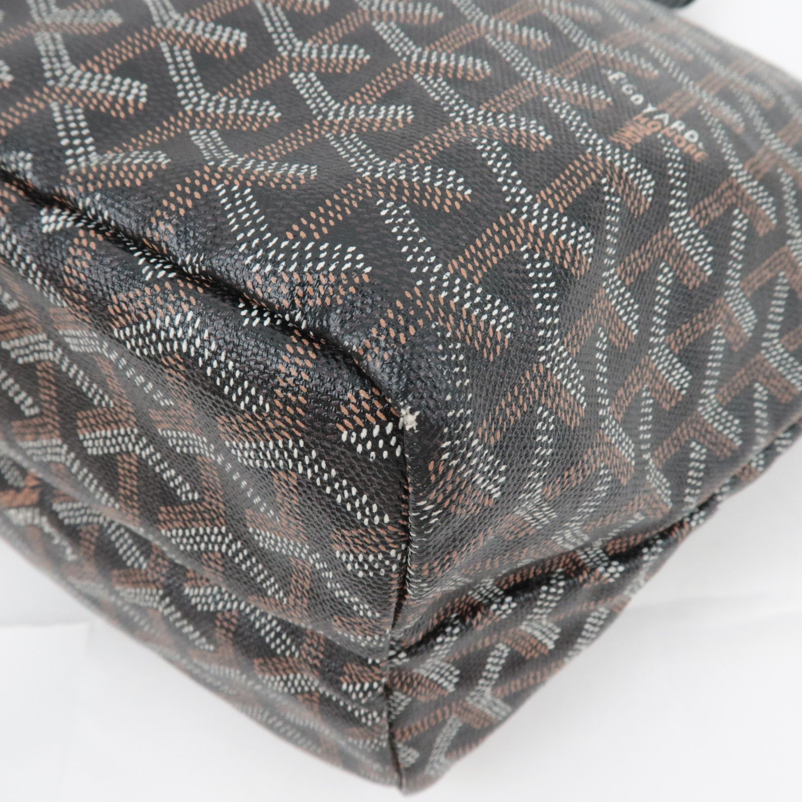 GOYARD Herringbone Saint Louis PM PVC Leather Tote Bag Black
