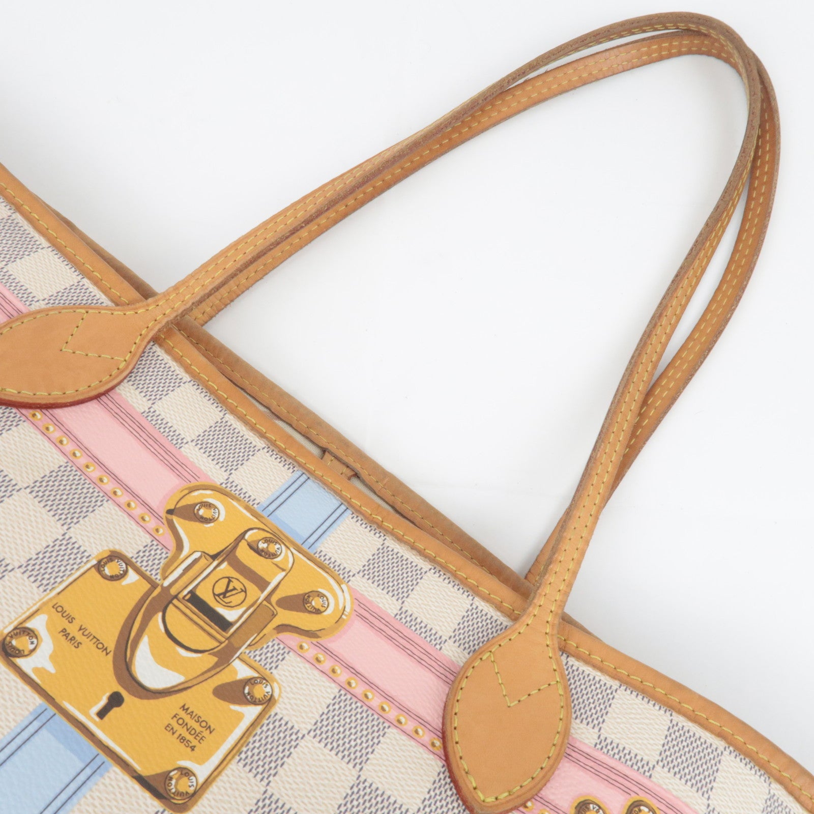 Louis Vuitton Summer Trunk Damier Azur Neverfull MM Tote Bag N41065