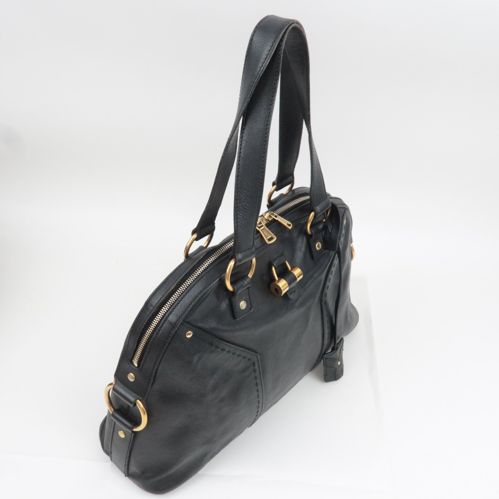 SAINT LAURENT YSL Muse Leather Handbag Black 156464