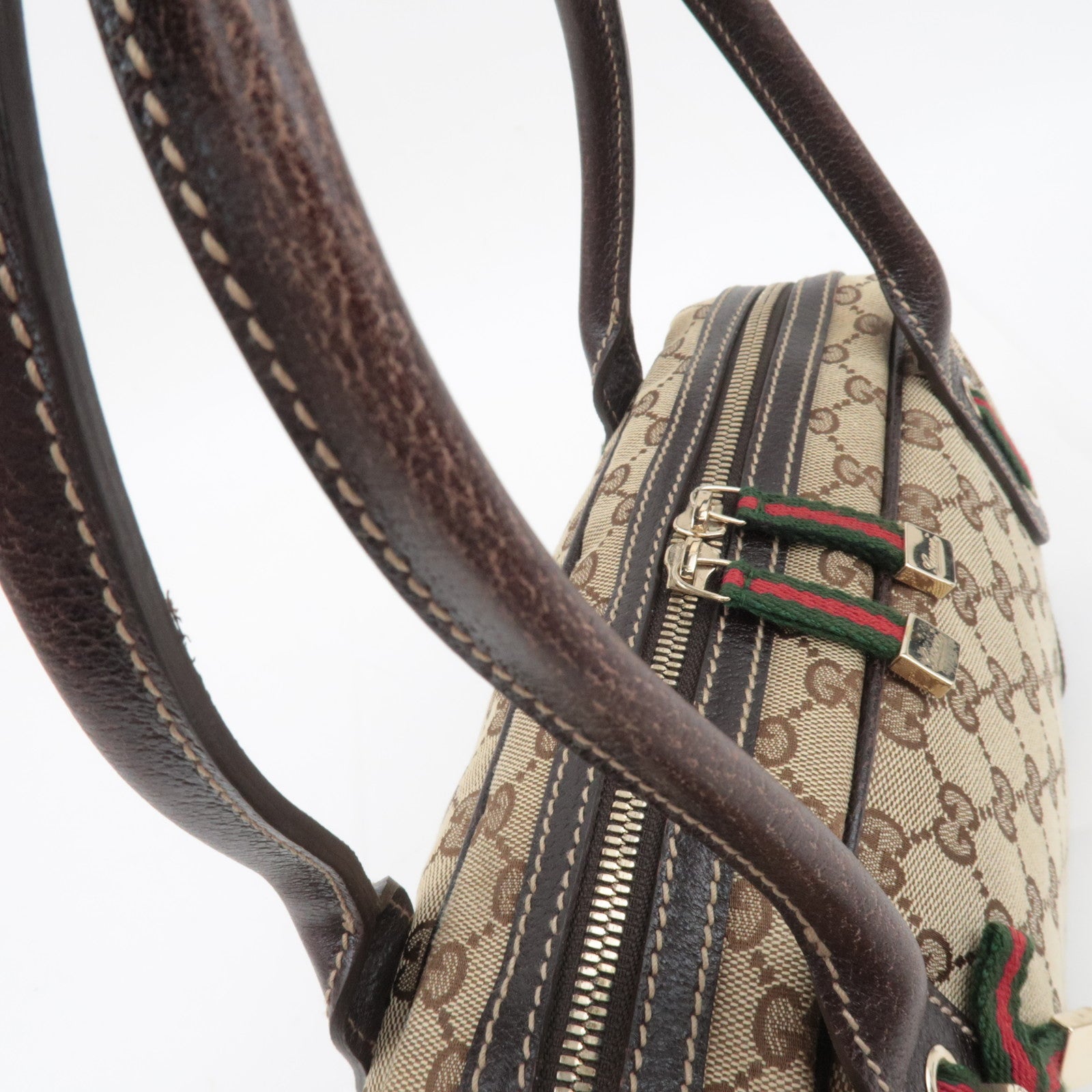 GUCCI Princy Sherry GG Canvas Shoulder Bag Leather Brown 161720