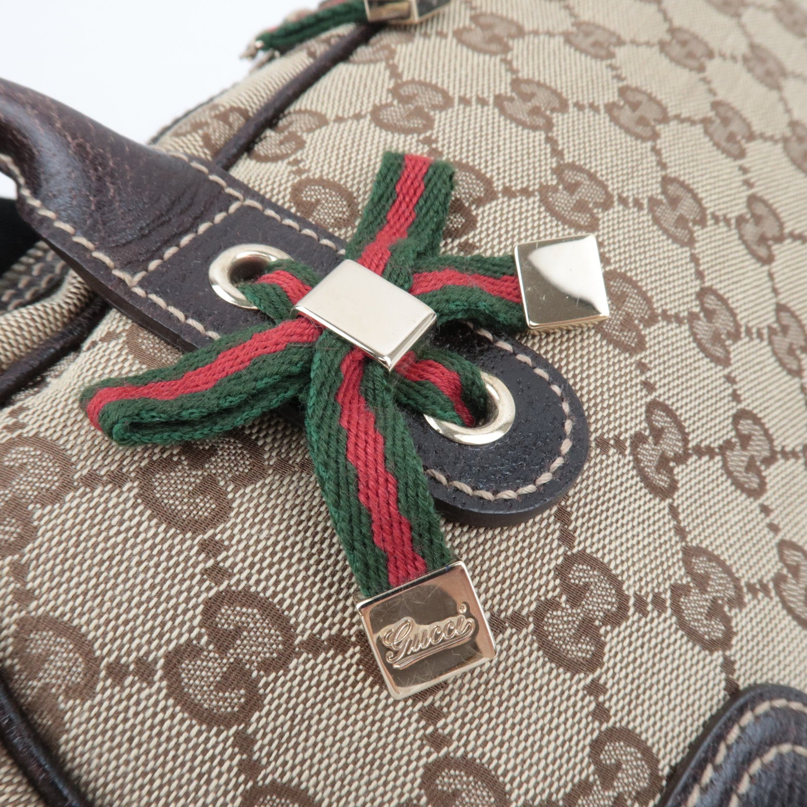 GUCCI Princy Sherry GG Canvas Shoulder Bag Leather Brown 161720