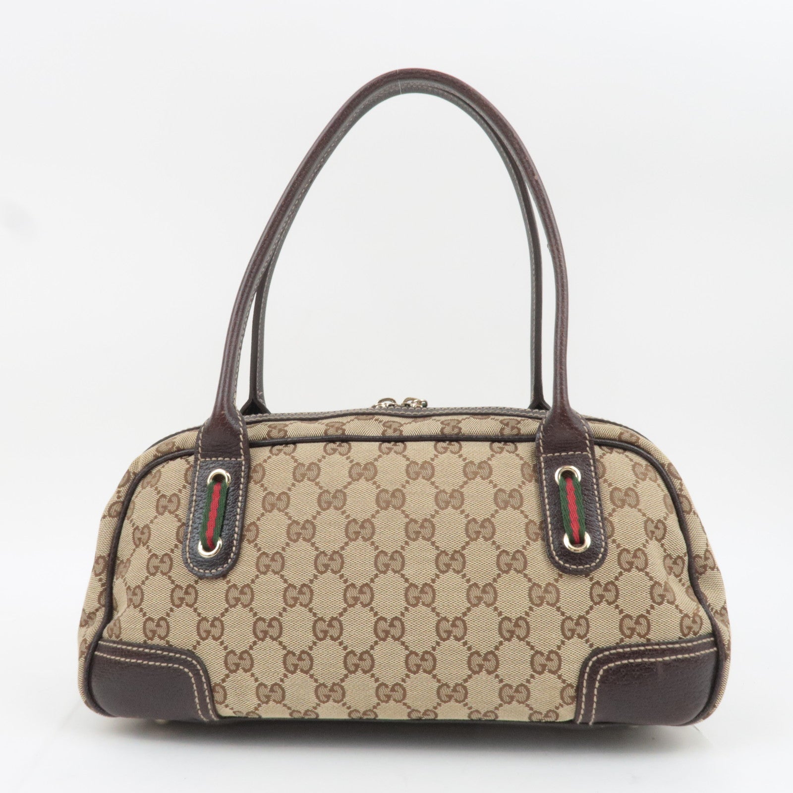 GUCCI Princy Sherry GG Canvas Shoulder Bag Leather Brown 161720