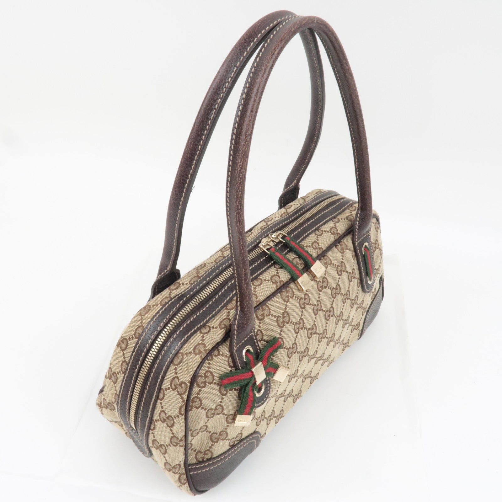 GUCCI Princy Sherry GG Canvas Shoulder Bag Leather Brown 161720