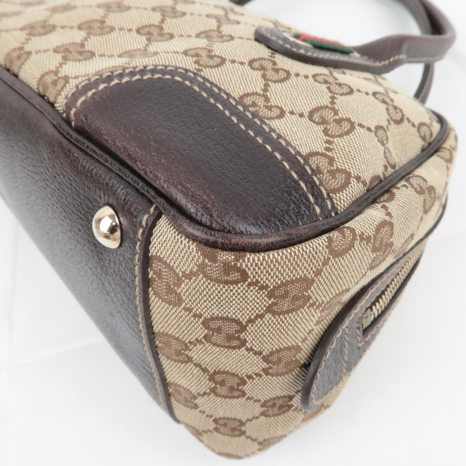 GUCCI Princy Sherry GG Canvas Shoulder Bag Leather Brown 161720