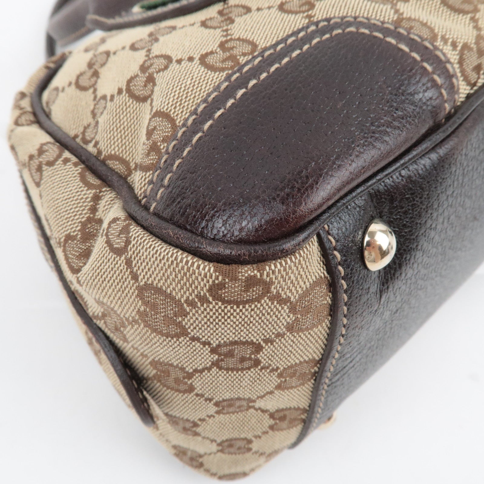 GUCCI Princy Sherry GG Canvas Shoulder Bag Leather Brown 161720