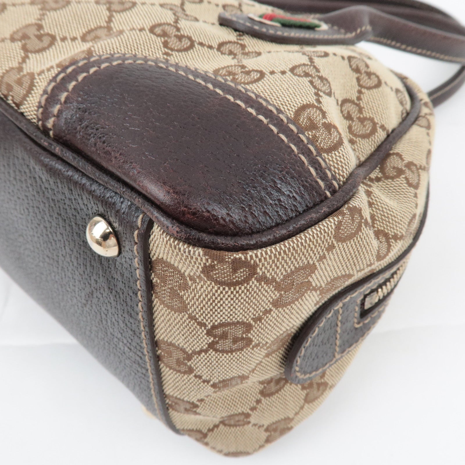 GUCCI Princy Sherry GG Canvas Shoulder Bag Leather Brown 161720