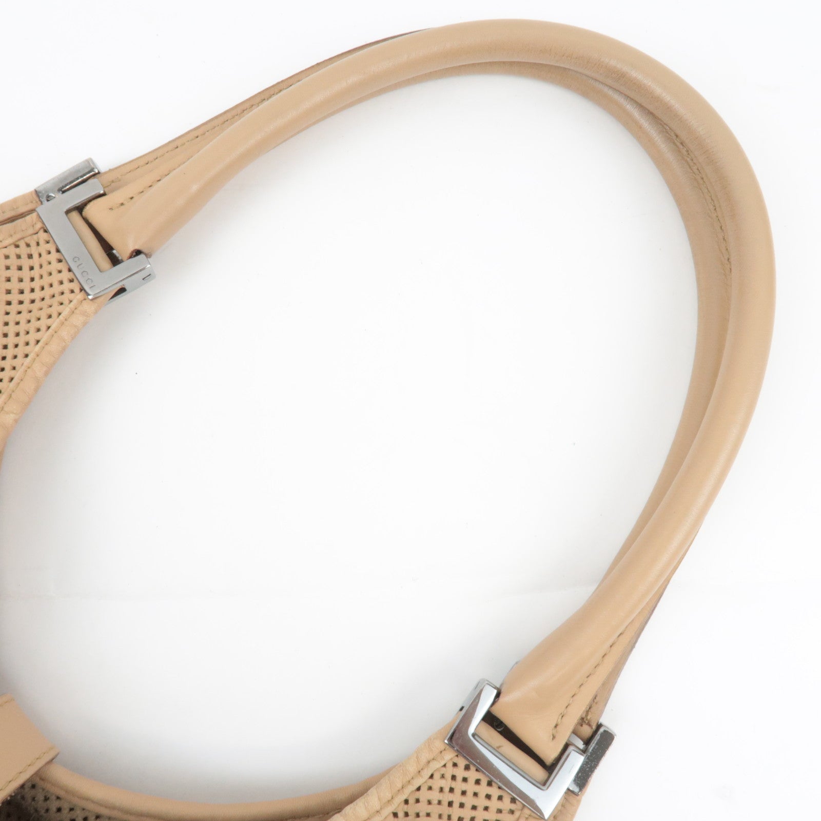GUCCI Jackie Mesh Leather Shoulder Bag Beige 01719