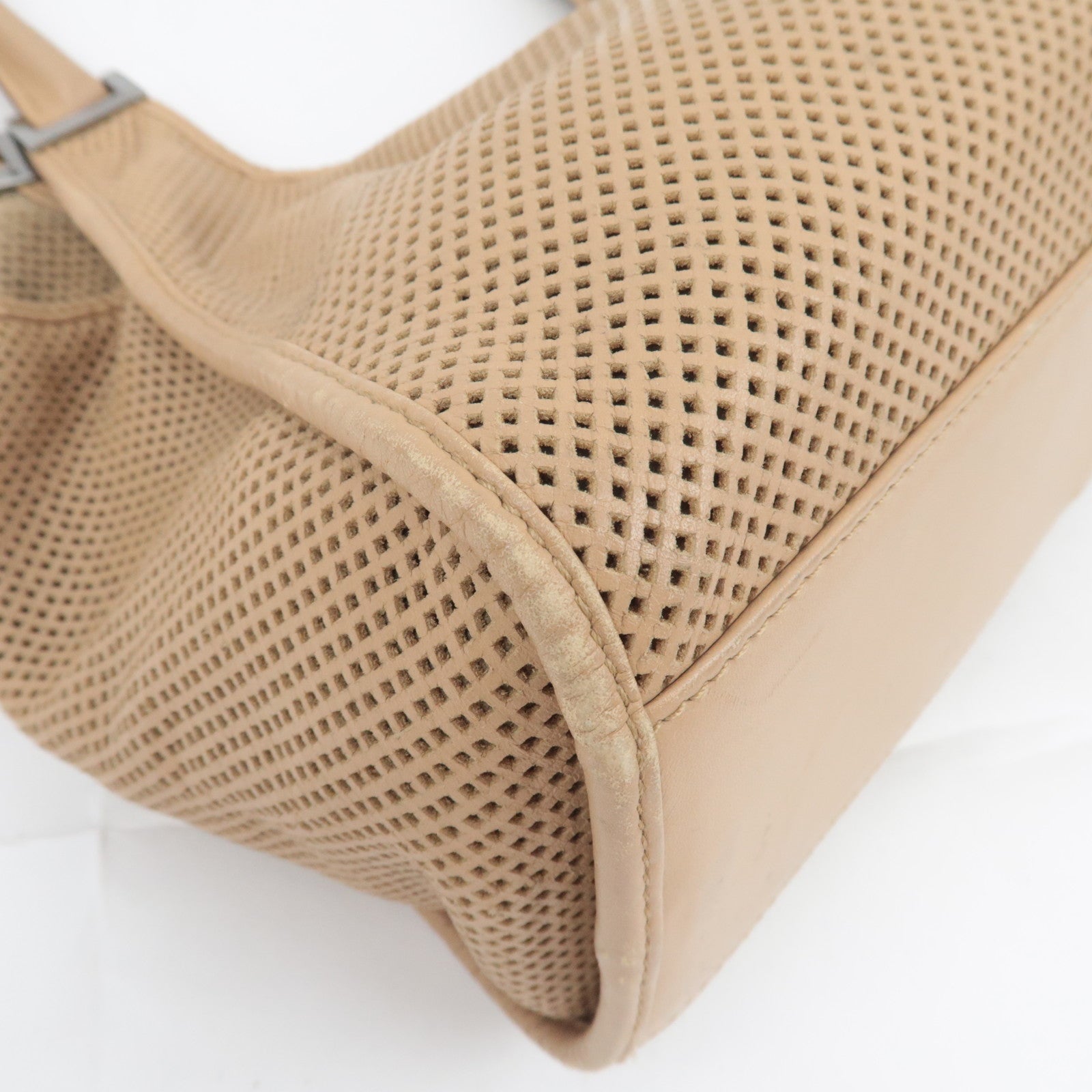 GUCCI Jackie Mesh Leather Shoulder Bag Beige 01719
