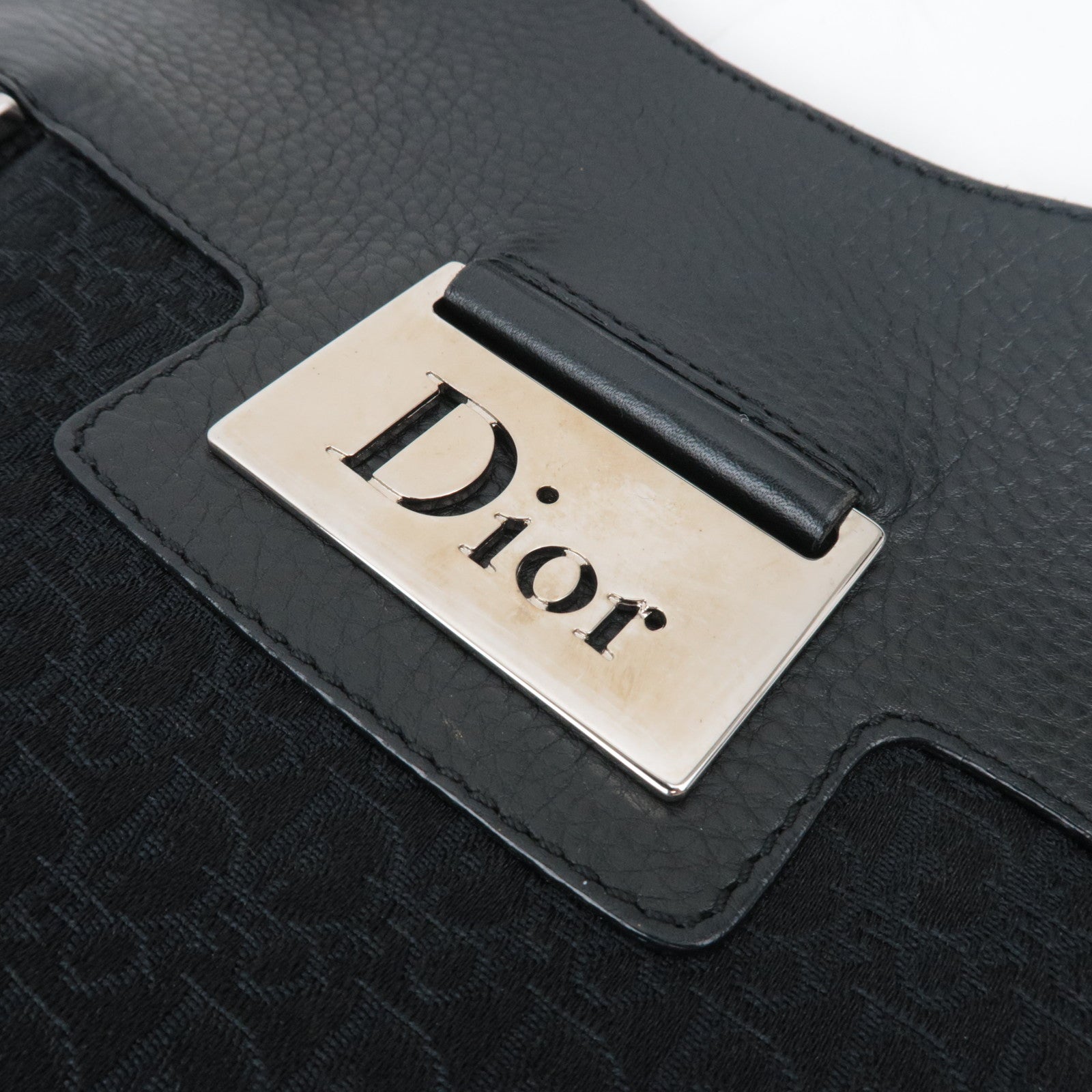 Christian Dior Street Chic Trotter Canvas Leather Handbag Black