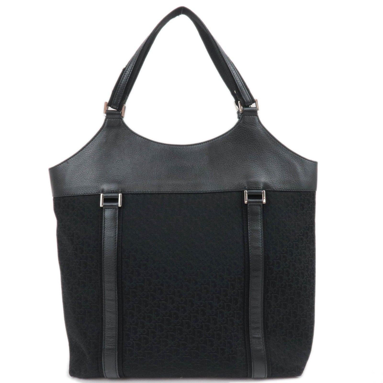 Christian Dior Street Chic Trotter Canvas Leather Handbag Black