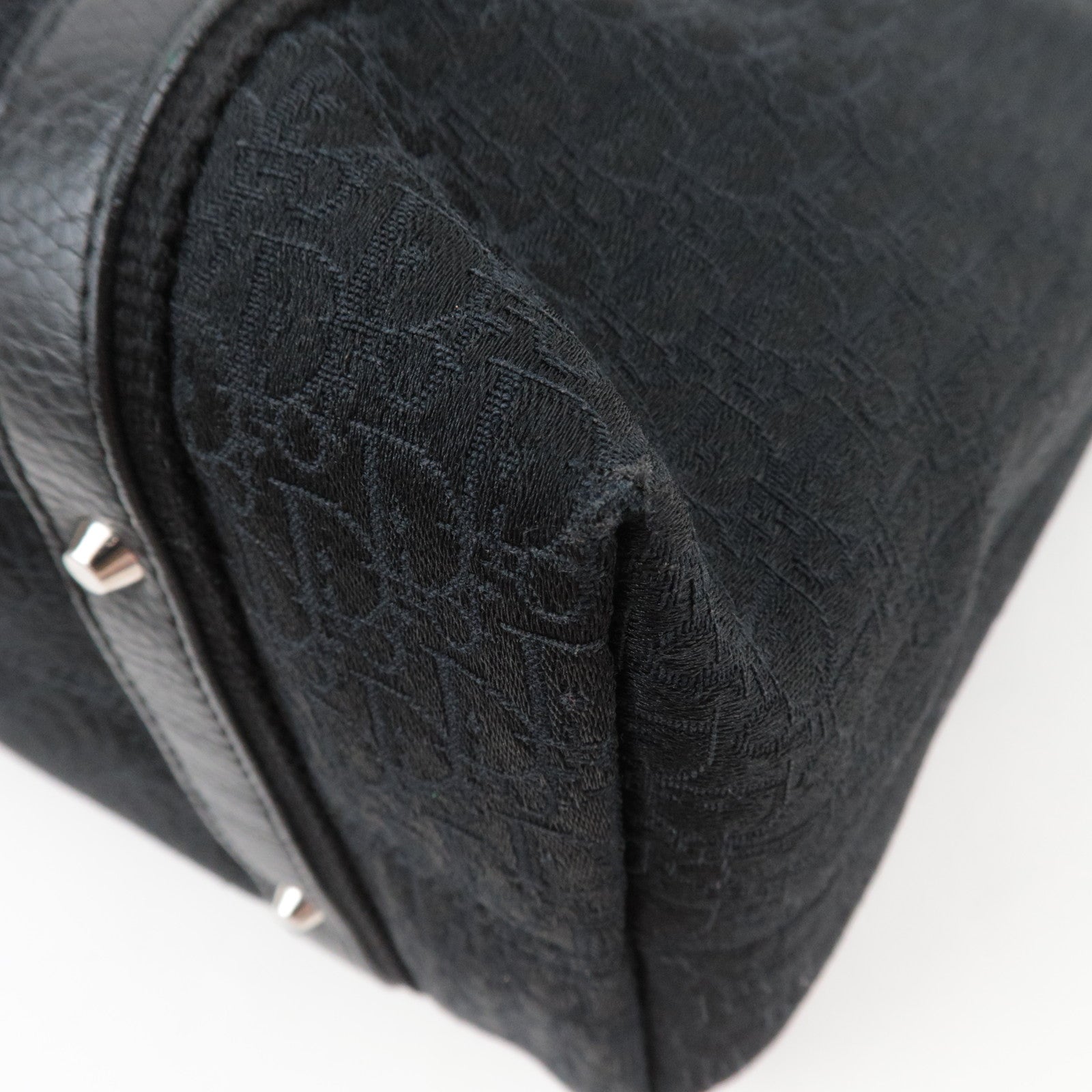 Christian Dior Street Chic Trotter Canvas Leather Handbag Black