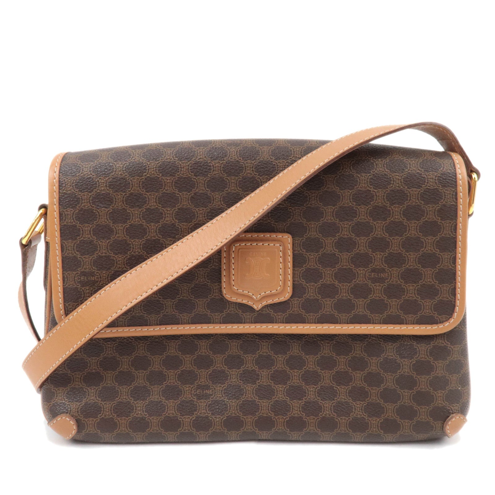 CELINE Macadam PVC Leather Shoulder Bag Brown89371