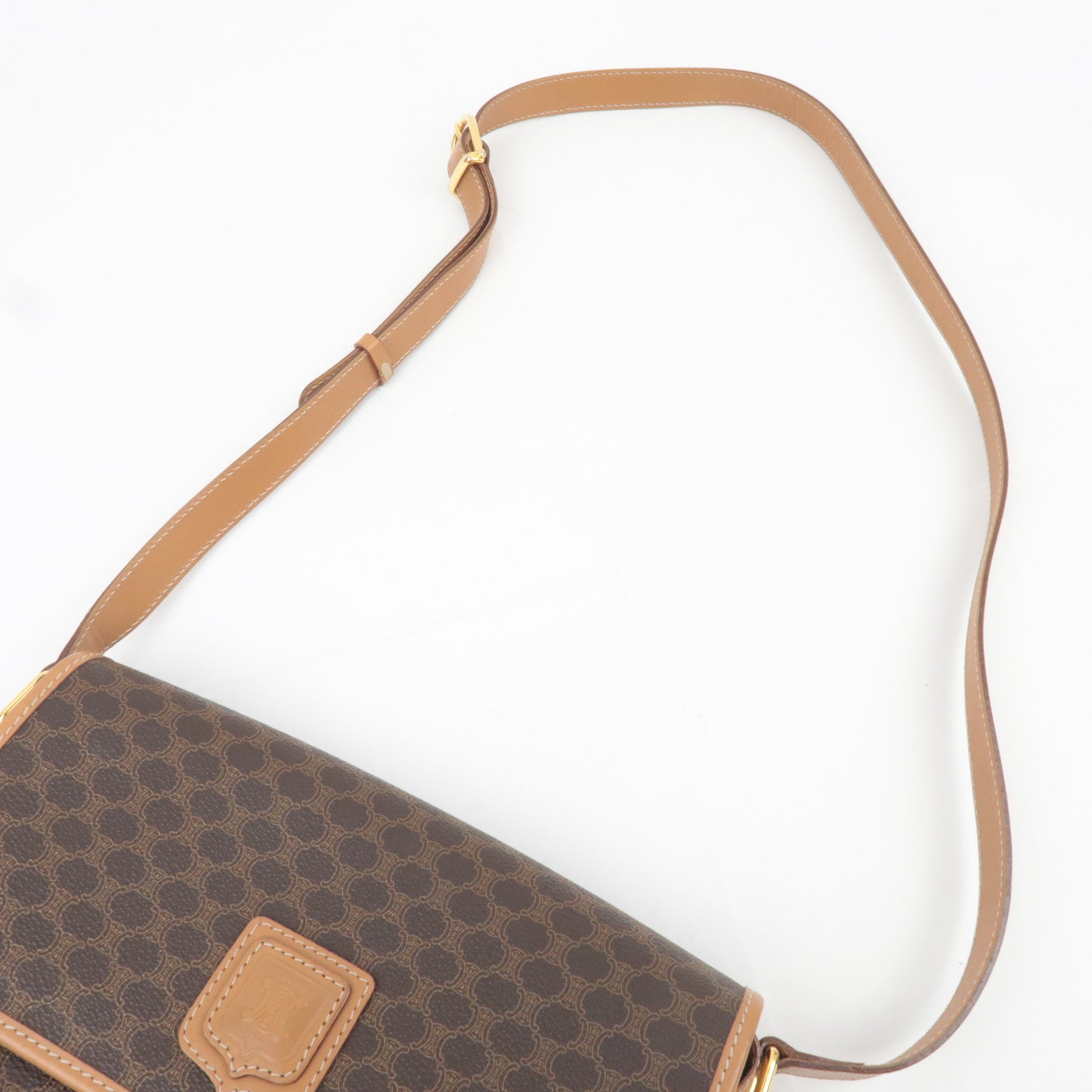 CELINE Macadam PVC Leather Shoulder Bag Brown