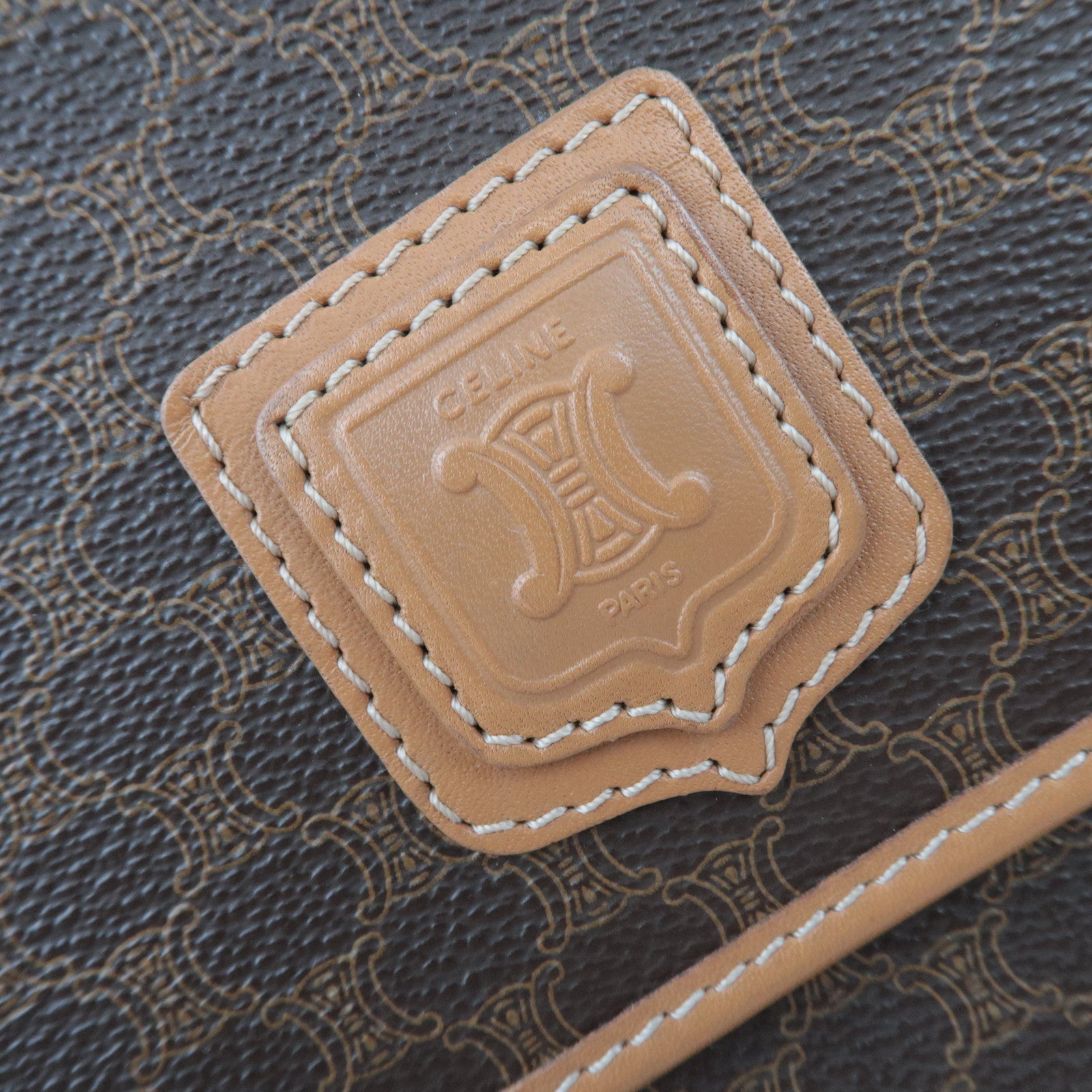 CELINE Macadam PVC Leather Shoulder Bag Brown