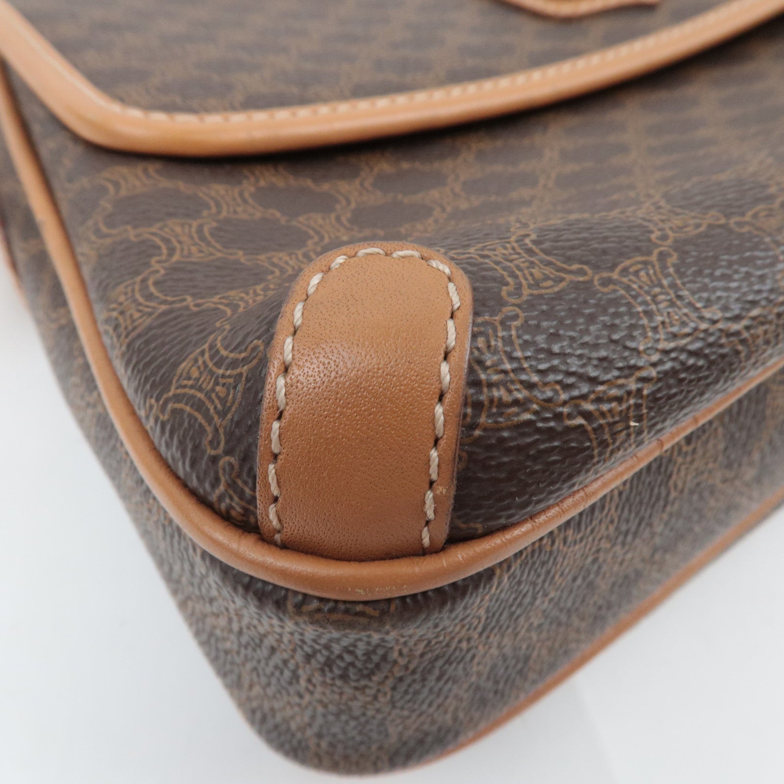 CELINE Macadam PVC Leather Shoulder Bag Brown