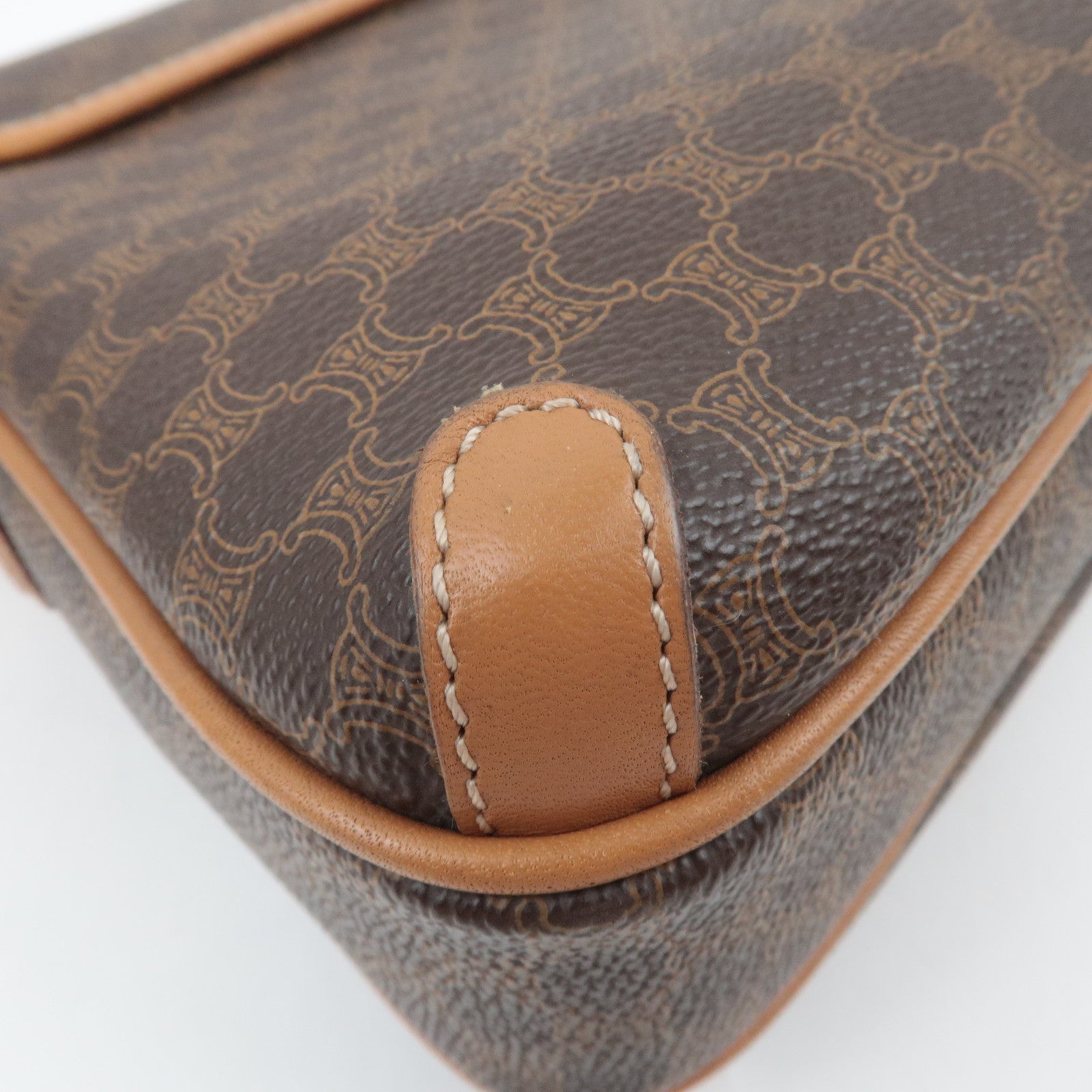 CELINE Macadam PVC Leather Shoulder Bag Brown