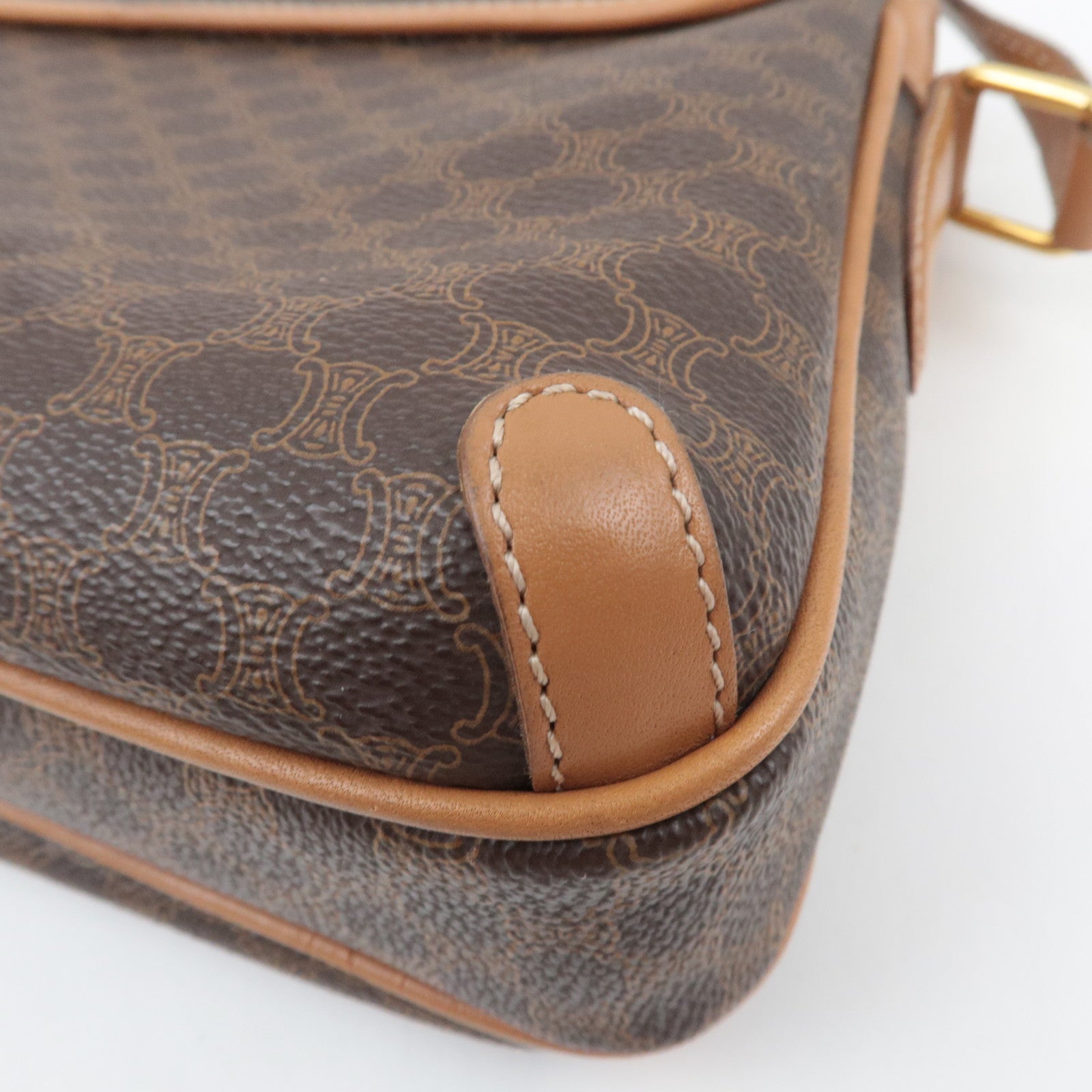 CELINE Macadam PVC Leather Shoulder Bag Brown