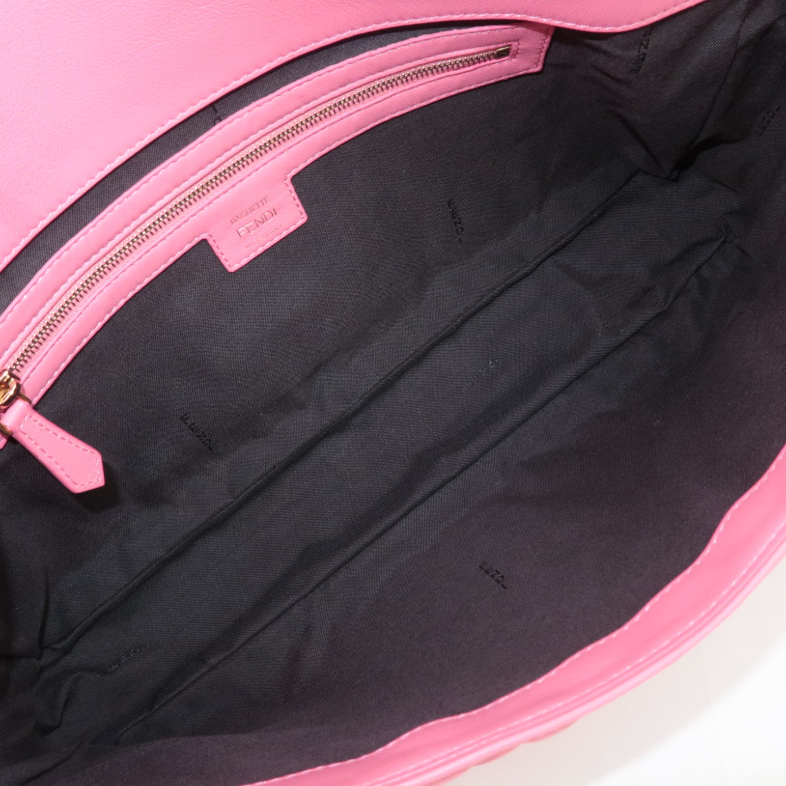 FENDI Zucca Mamma Baguette Large 2Way Leather Shoulder Bag Pink 8BR771