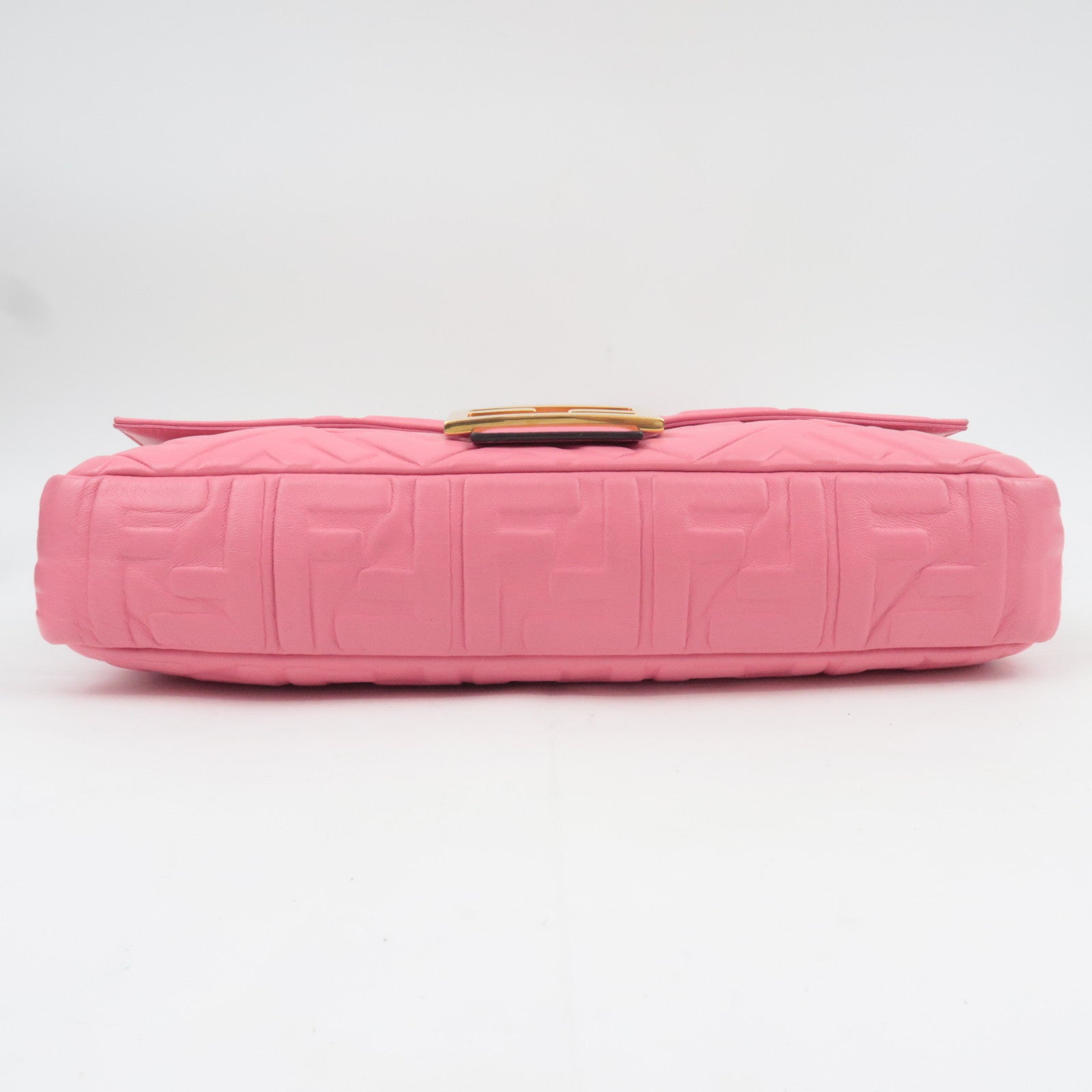 FENDI Zucca Mamma Baguette Large 2Way Leather Shoulder Bag Pink 8BR771