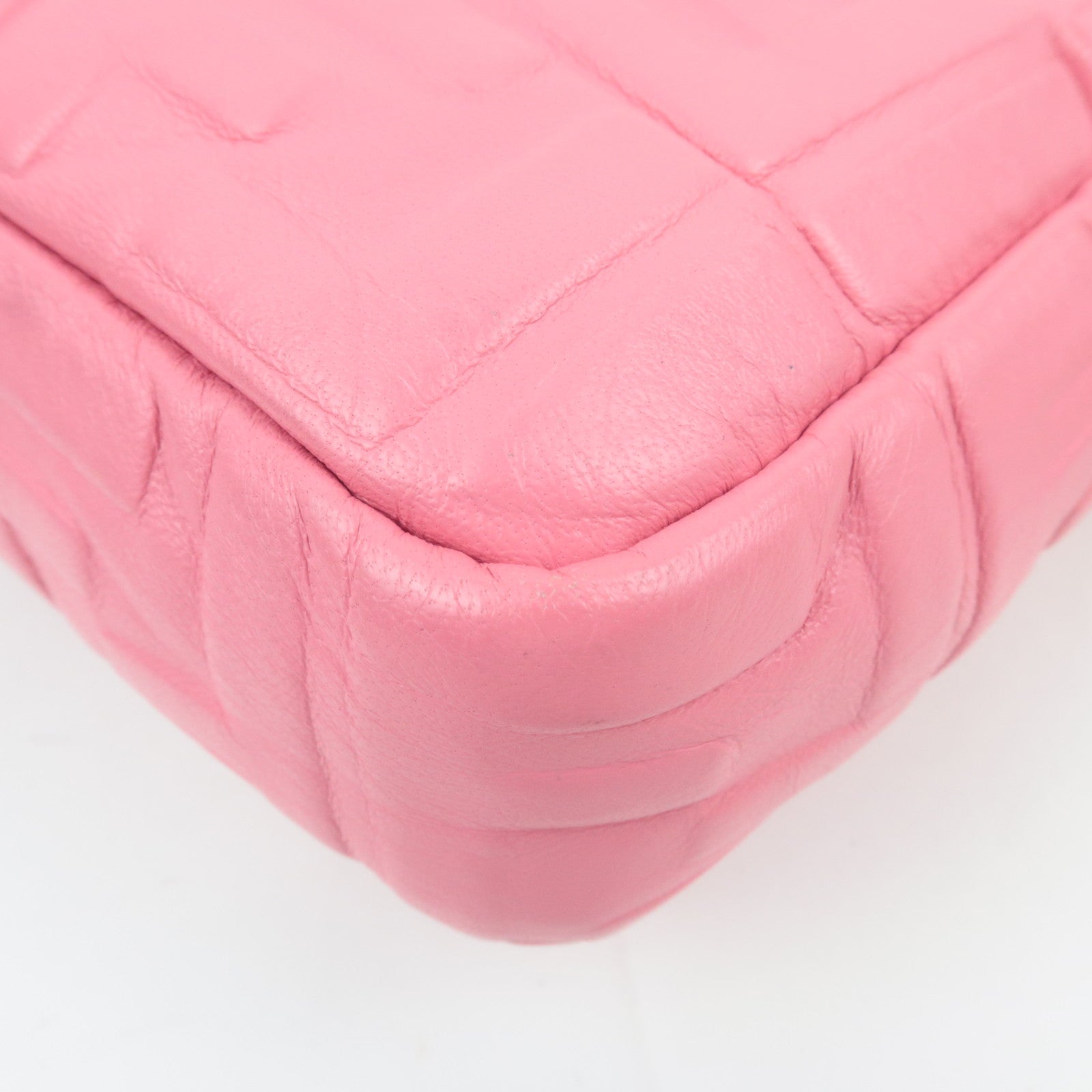 FENDI Zucca Mamma Baguette Large 2Way Leather Shoulder Bag Pink 8BR771
