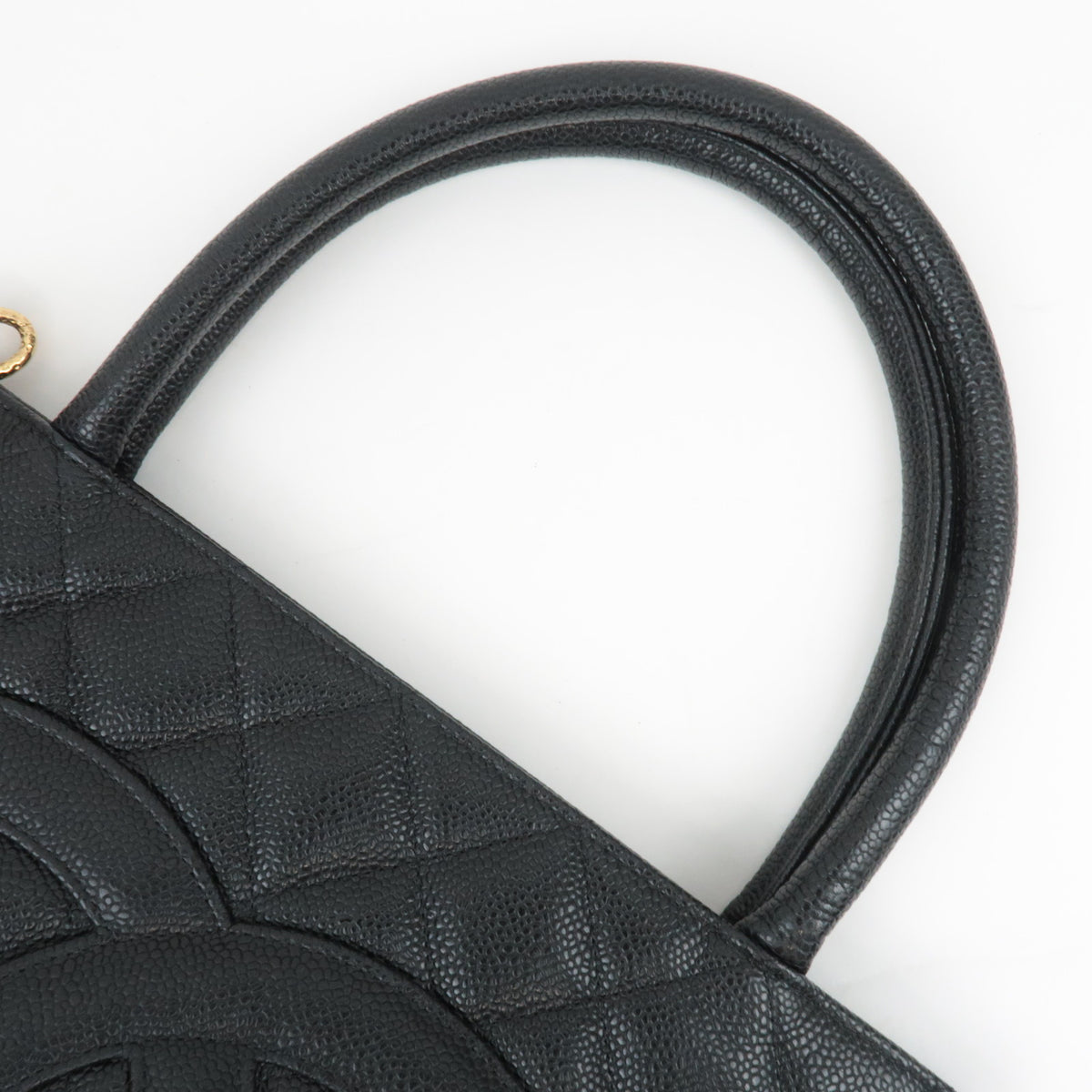 CHANEL Medallion Tote Caviarskin Black Gold HDW A01804