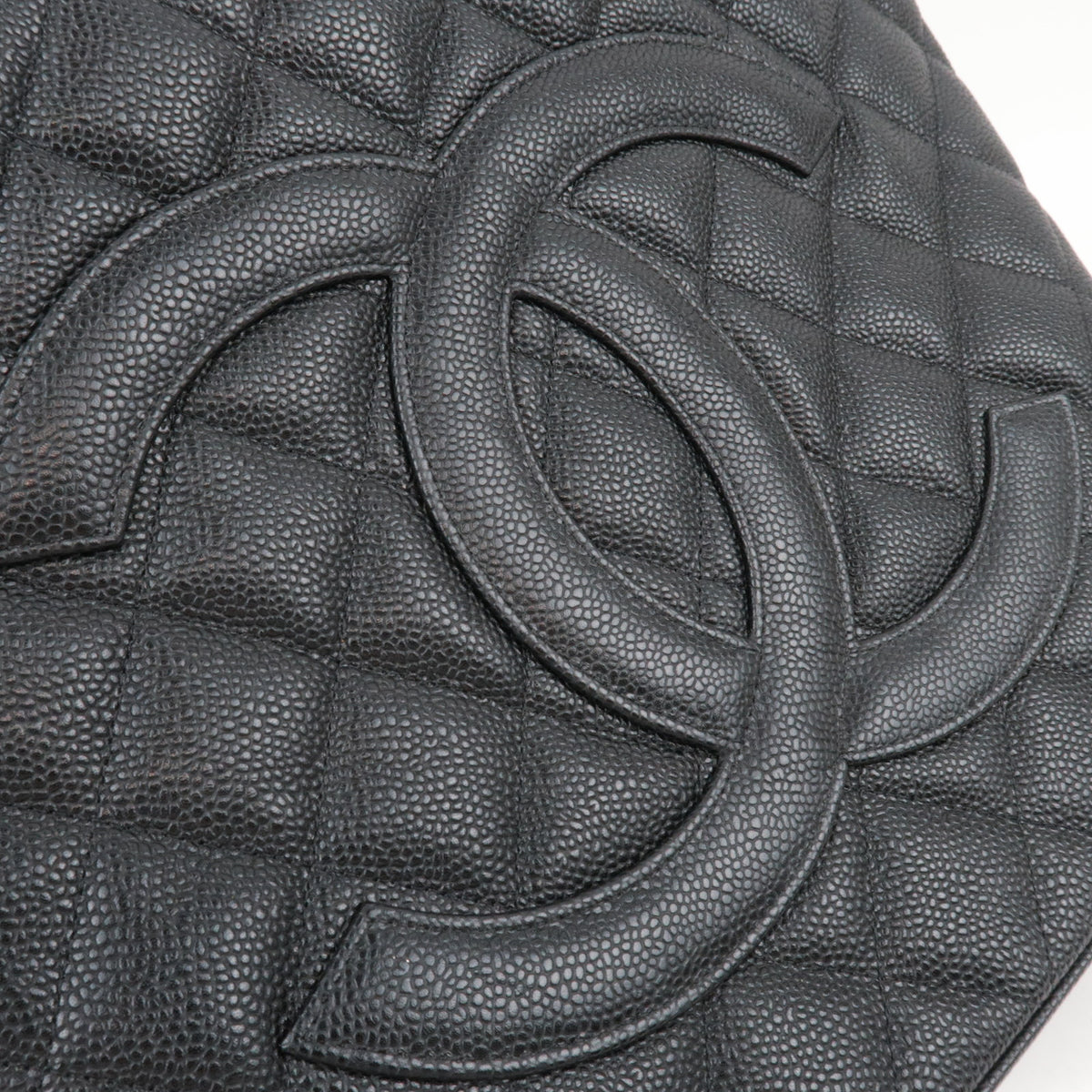 CHANEL Medallion Tote Caviarskin Black Gold HDW A01804