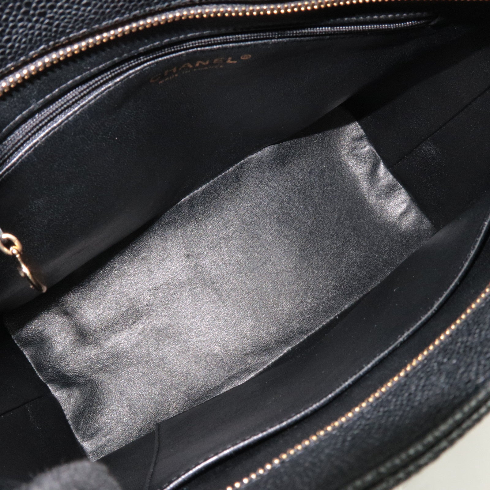 CHANEL Medallion Tote Caviarskin Black Gold HDW A01804