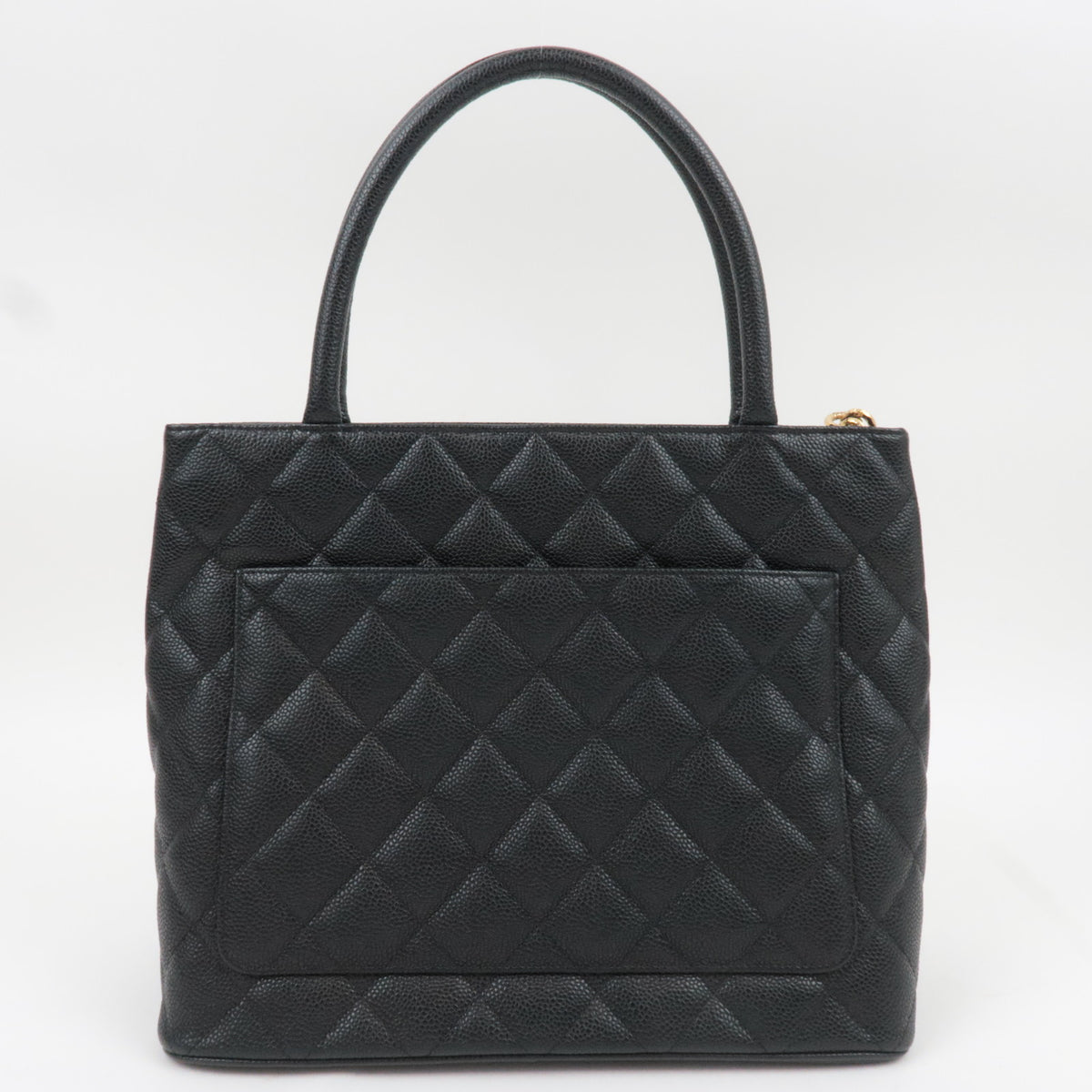 CHANEL Medallion Tote Caviarskin Black Gold HDW A01804