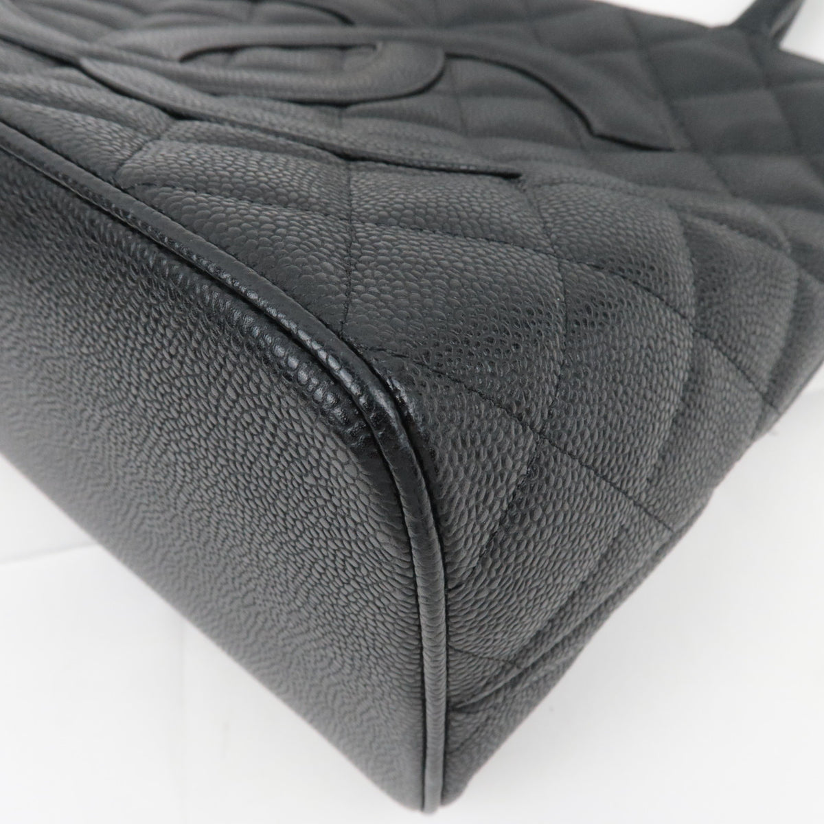 CHANEL Medallion Tote Caviarskin Black Gold HDW A01804
