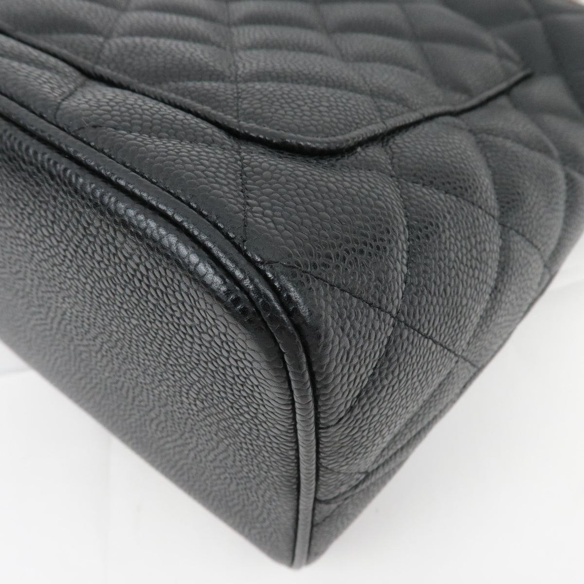 CHANEL Medallion Tote Caviarskin Black Gold HDW A01804