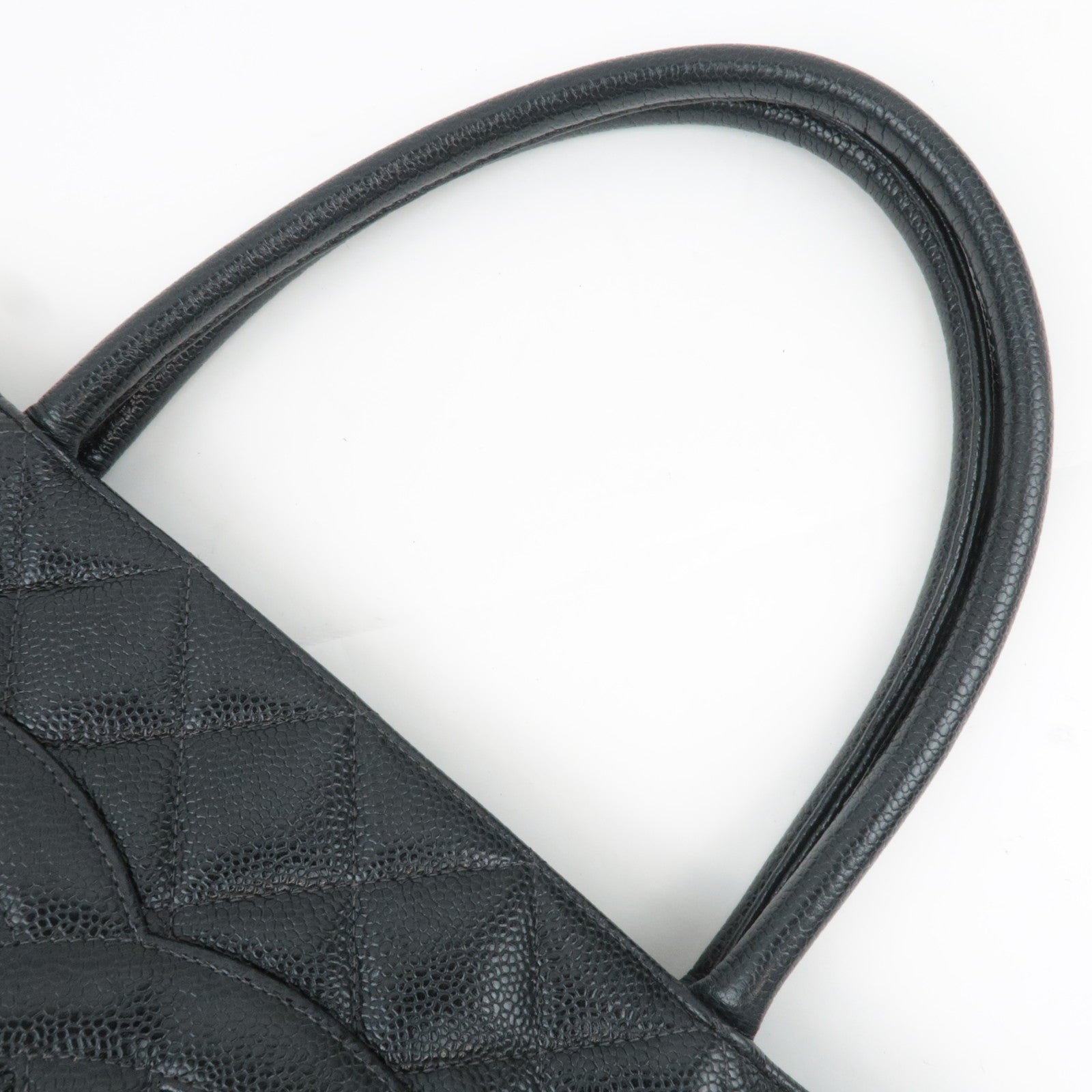 CHANEL Medallion Tote Caviarskin Black Gold HDW A01804