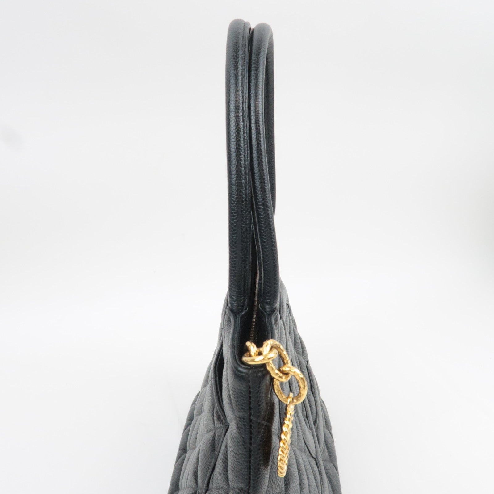 CHANEL Medallion Tote Caviarskin Black Gold HDW A01804