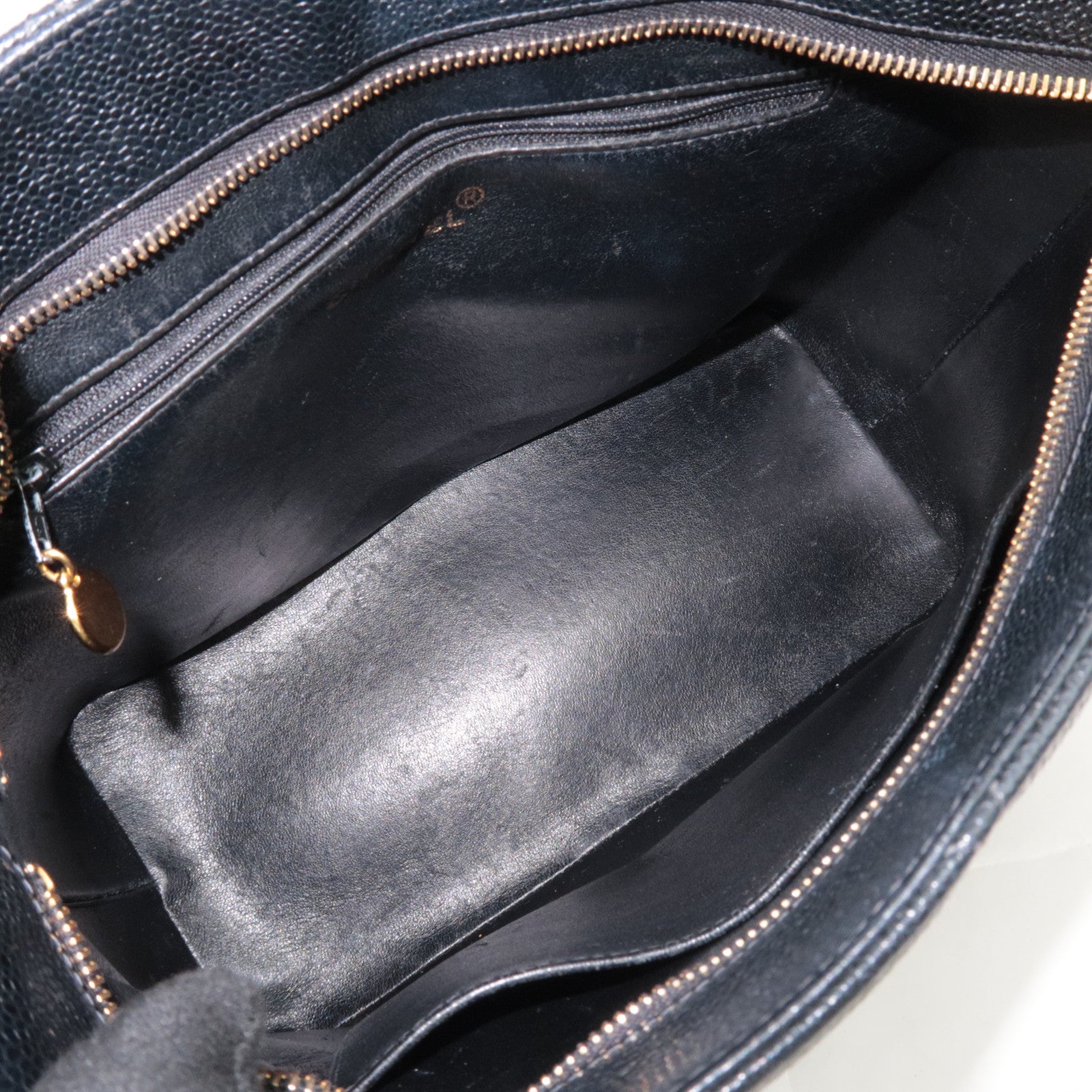 CHANEL Medallion Tote Caviarskin Black Gold HDW A01804