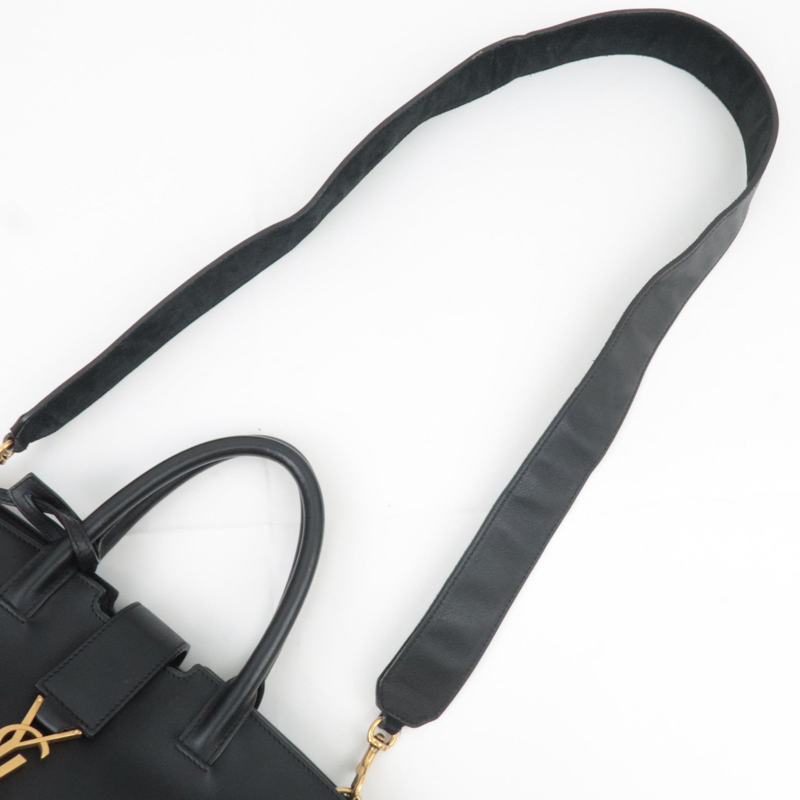 SAINT LAURENT Downtown Cabas 2Way Suede Handbag Black 436832