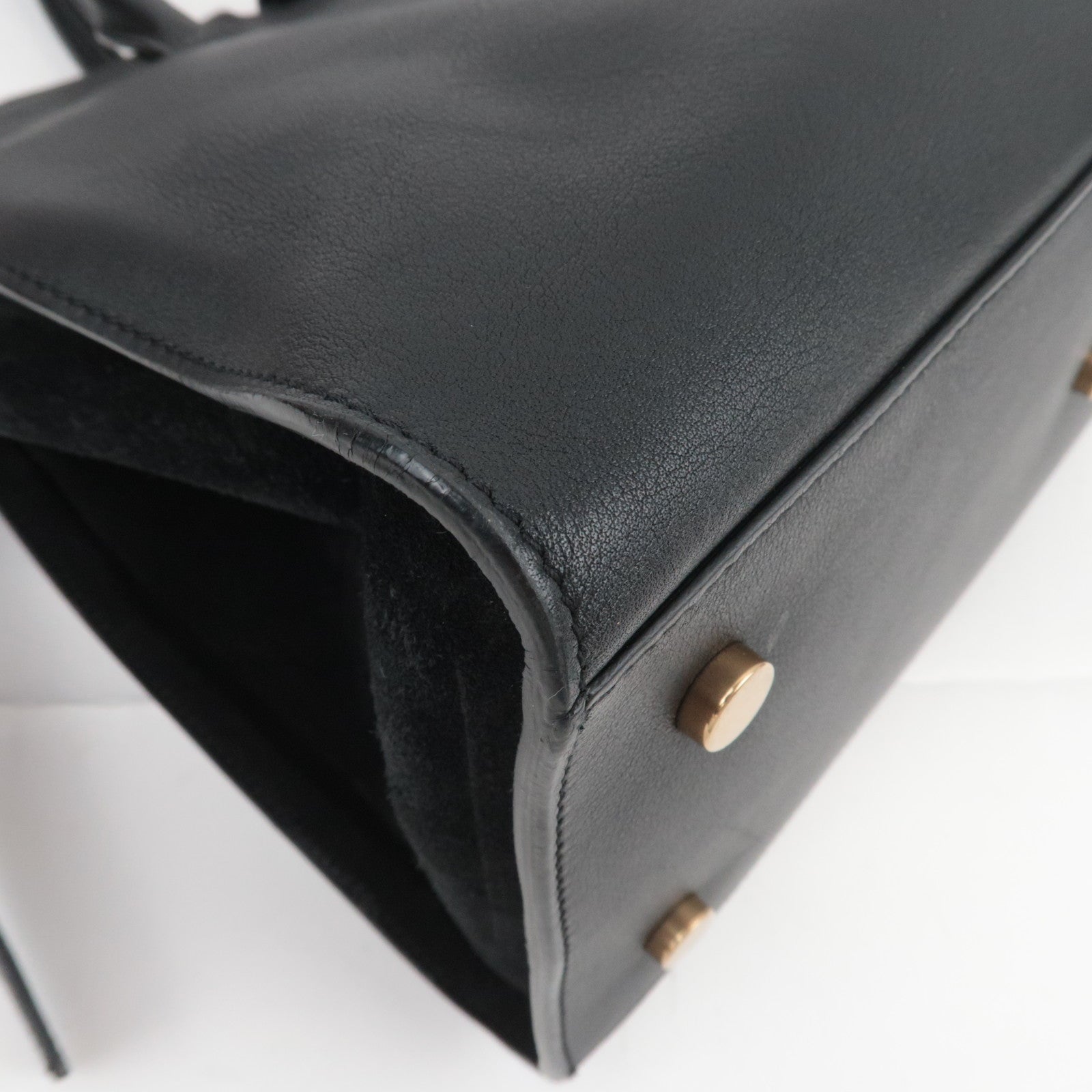 SAINT LAURENT Downtown Cabas 2Way Suede Handbag Black 436832