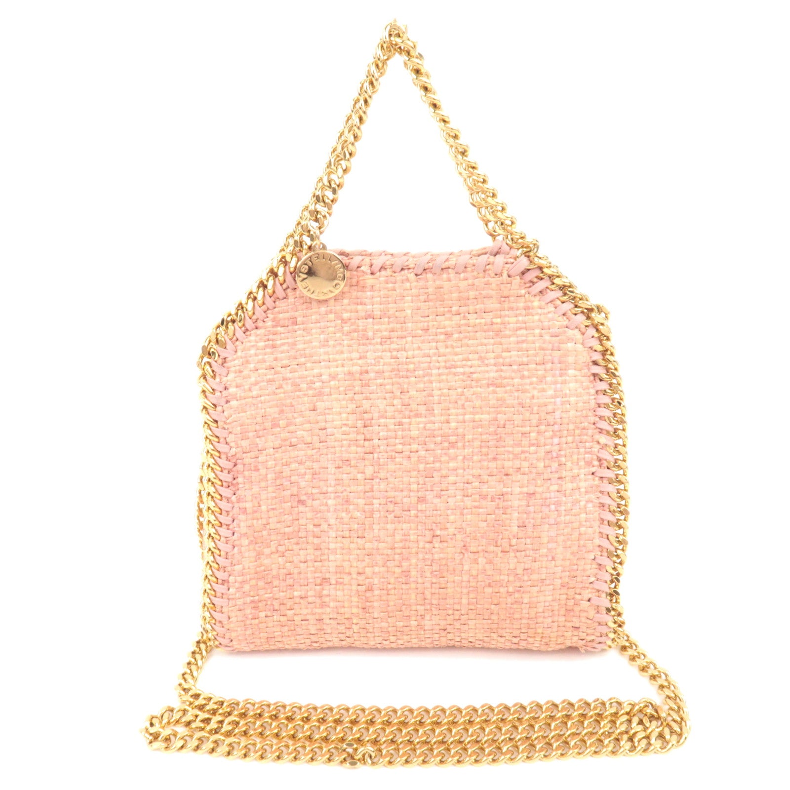 Stella McCartney Falabella Mini Weaved Raffia 2Way Chain Shoulder Bag Pink89384