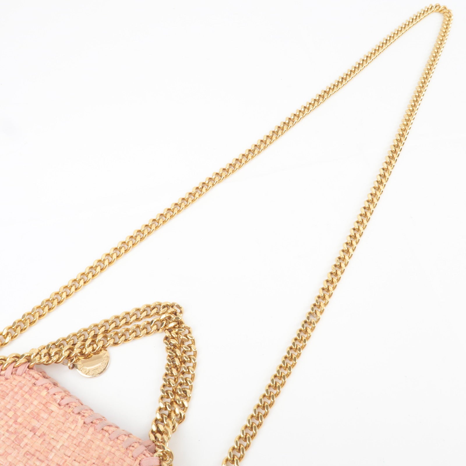 Stella McCartney Falabella Mini Weaved Raffia 2Way Chain Shoulder Bag Pink