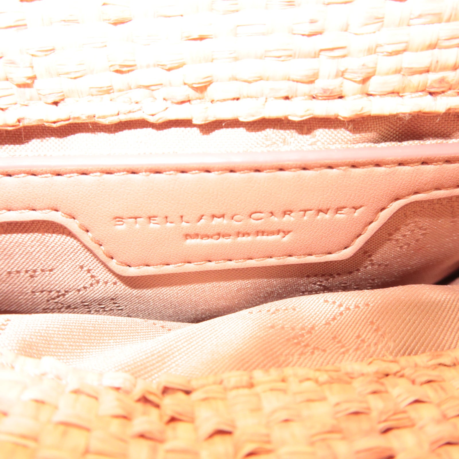 Stella McCartney Falabella Mini Weaved Raffia 2Way Chain Shoulder Bag Pink