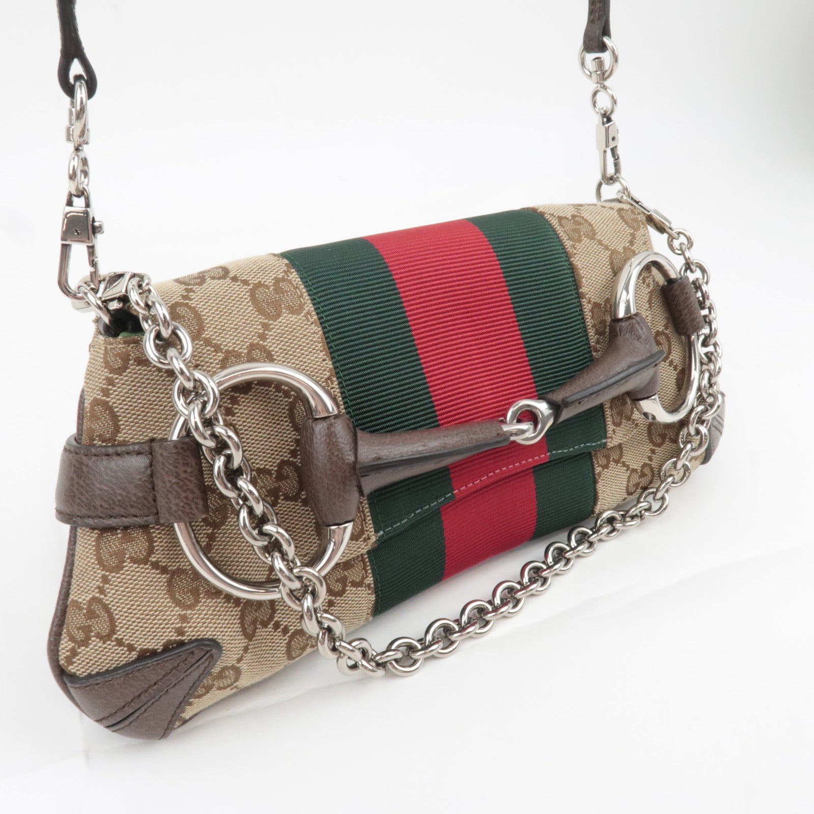 GUCCI Sherry Horsebit Small 2Way Chain Shoulder Bag Brown 764339