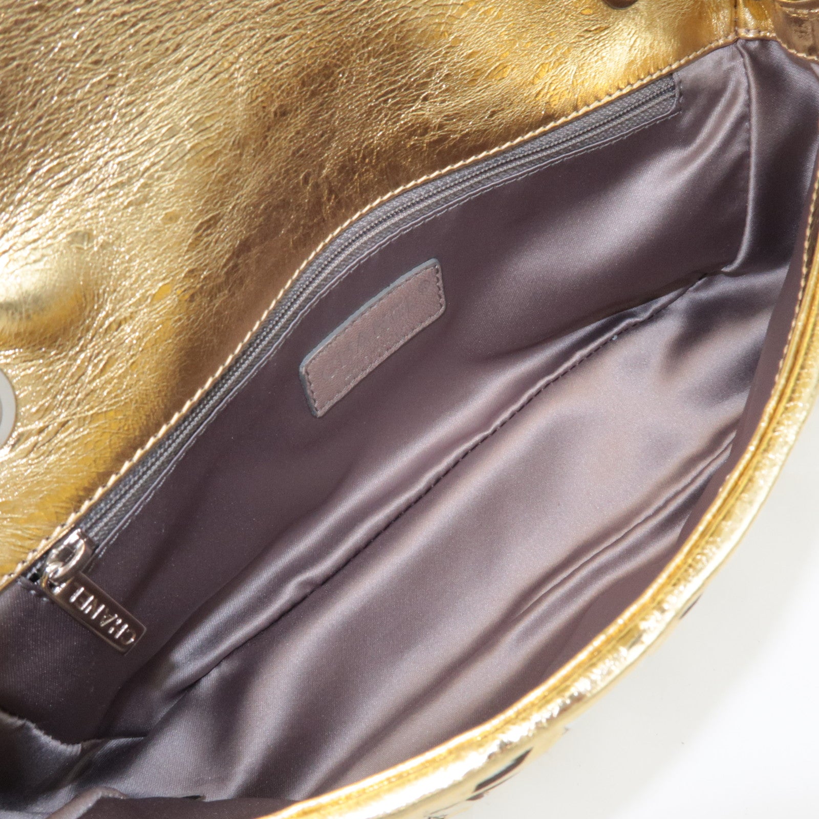 CHANEL Coco Mark Patchwork Leather Chain Shoulder Bag Gold Silver Color