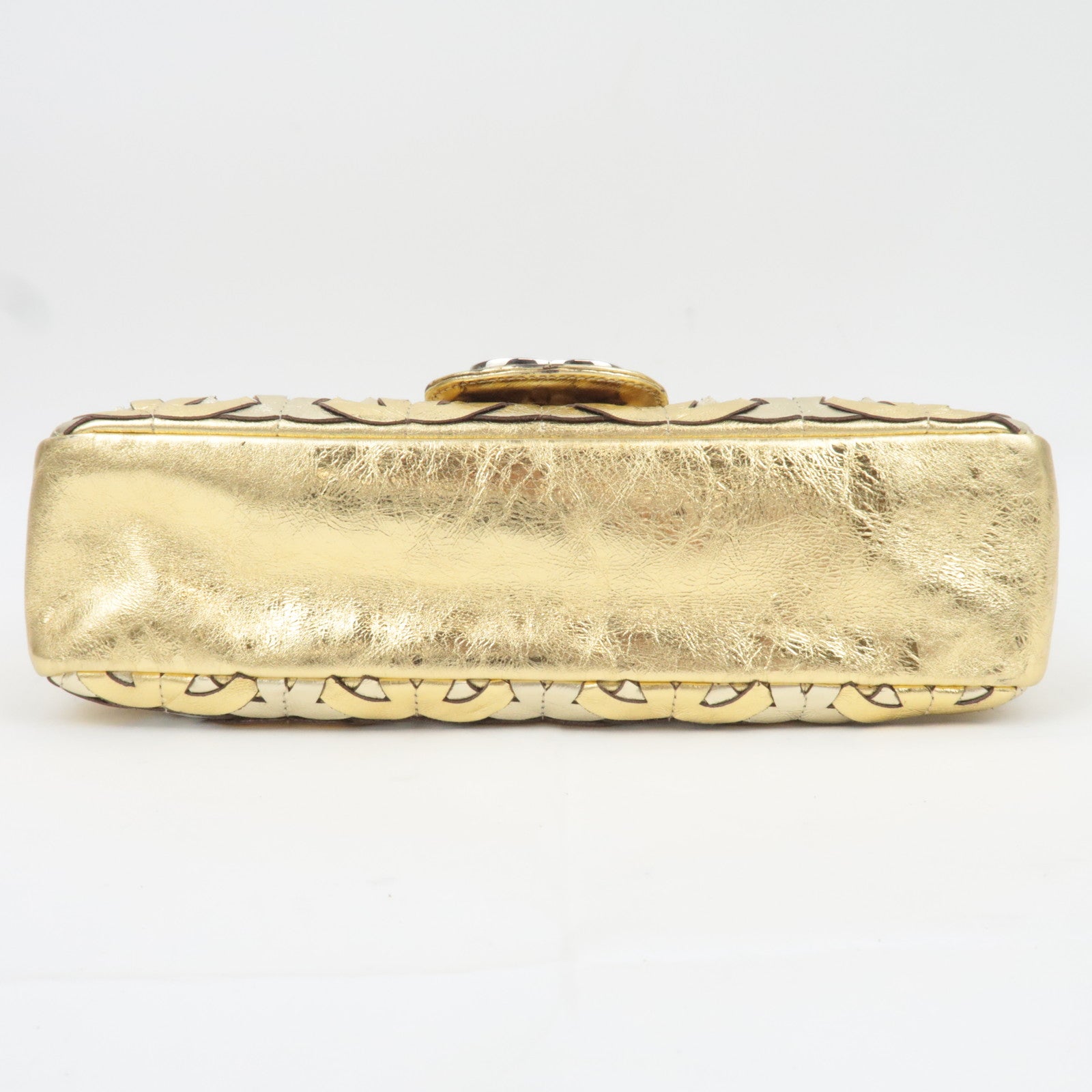 CHANEL Coco Mark Patchwork Leather Chain Shoulder Bag Gold Silver Color