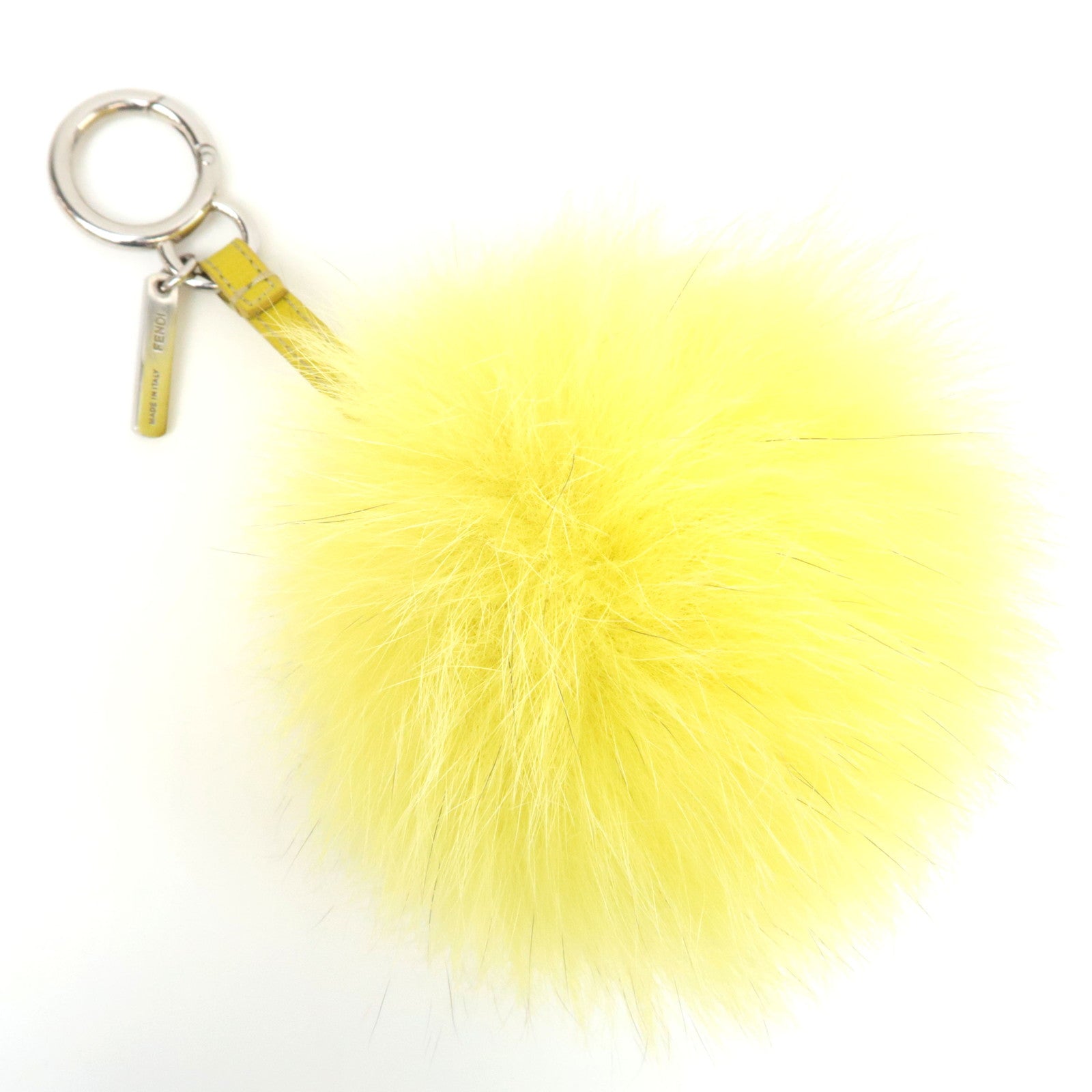 FENDI Pom Pom Charm Fur Bag Charm Yellow 7AR259