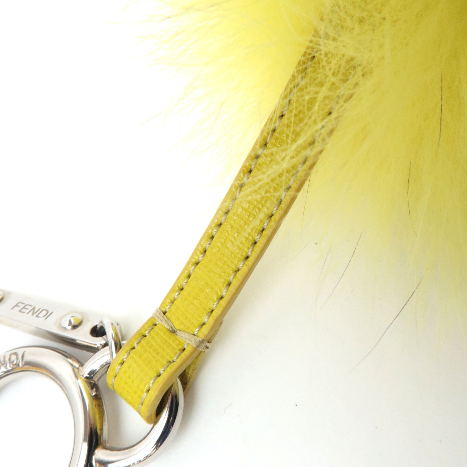 FENDI Pom Pom Charm Fur Bag Charm Yellow 7AR259