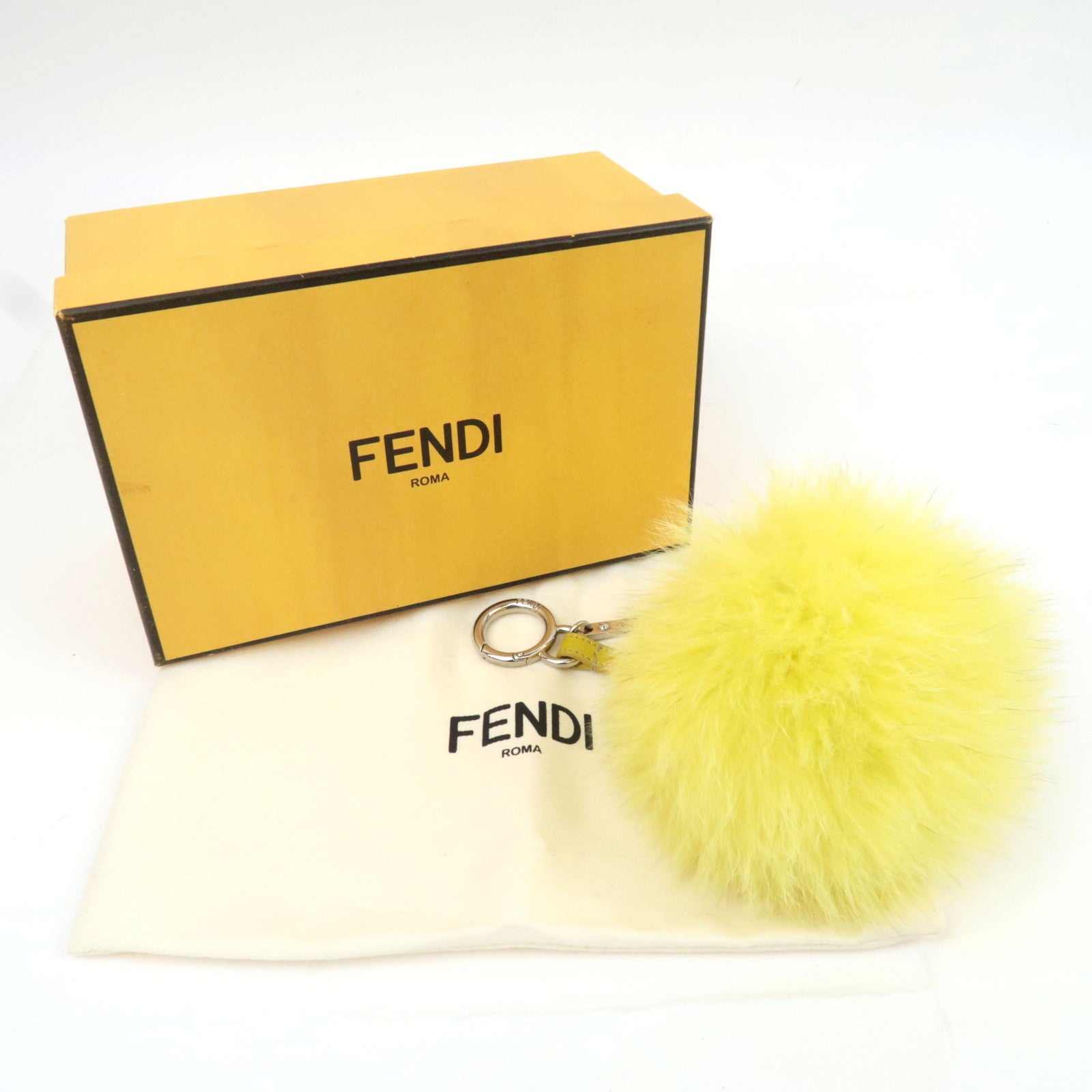 FENDI Pom Pom Charm Fur Bag Charm Yellow 7AR259