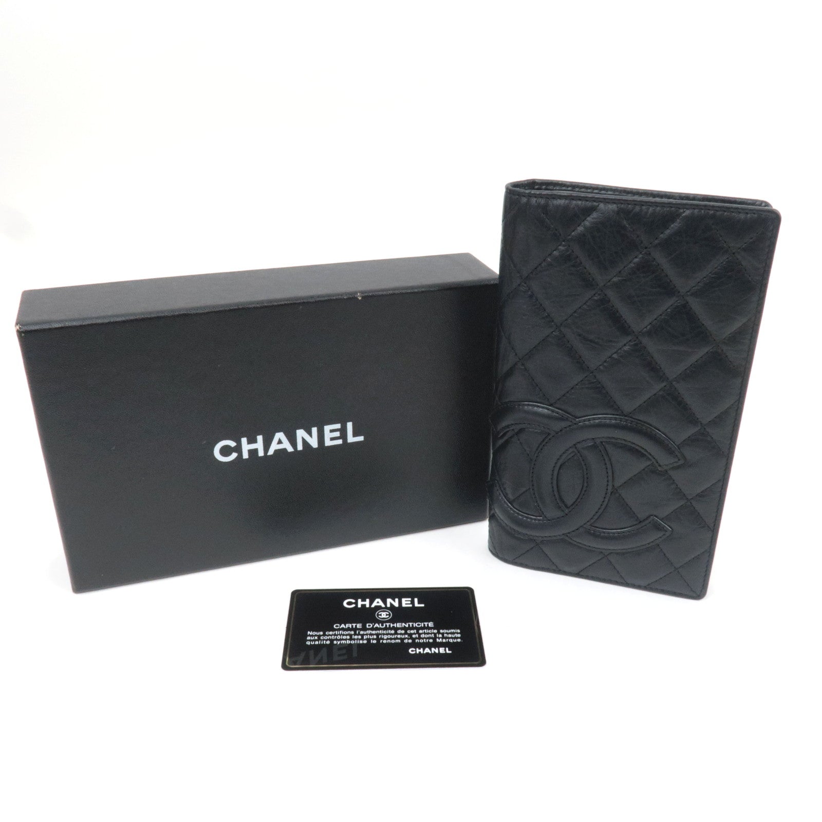 CHANEL Cambon Line Long Wallet Aged Calf Black