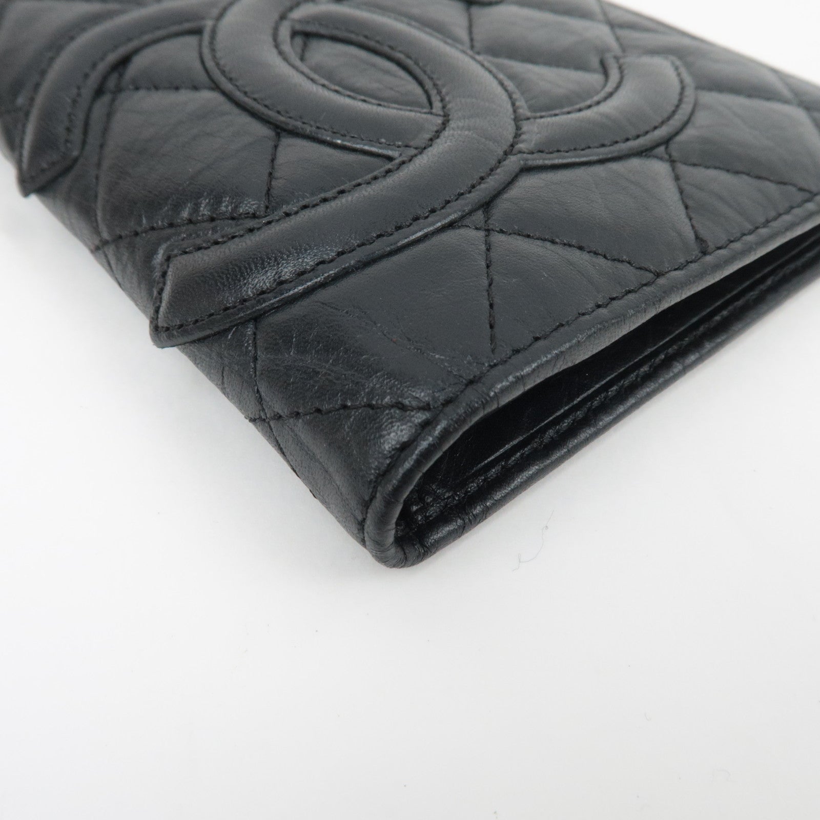 CHANEL Cambon Line Long Wallet Aged Calf Black